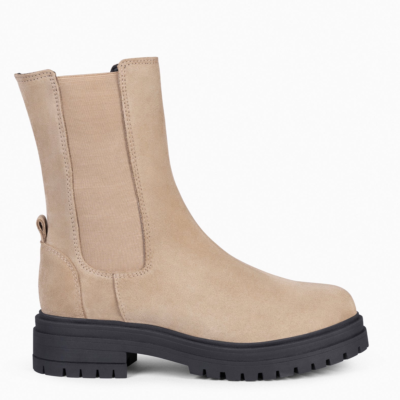 STANFORD – BEIGE Chelsea Boots with Track Platform
