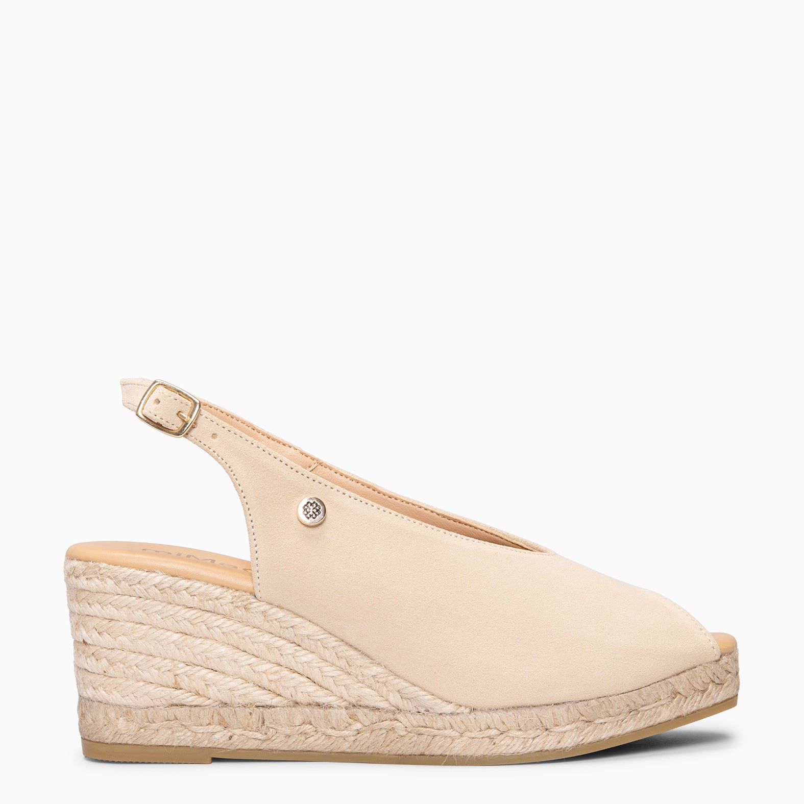 ELIAZAR - Cuña de esparto con puntera abierta BEIGE