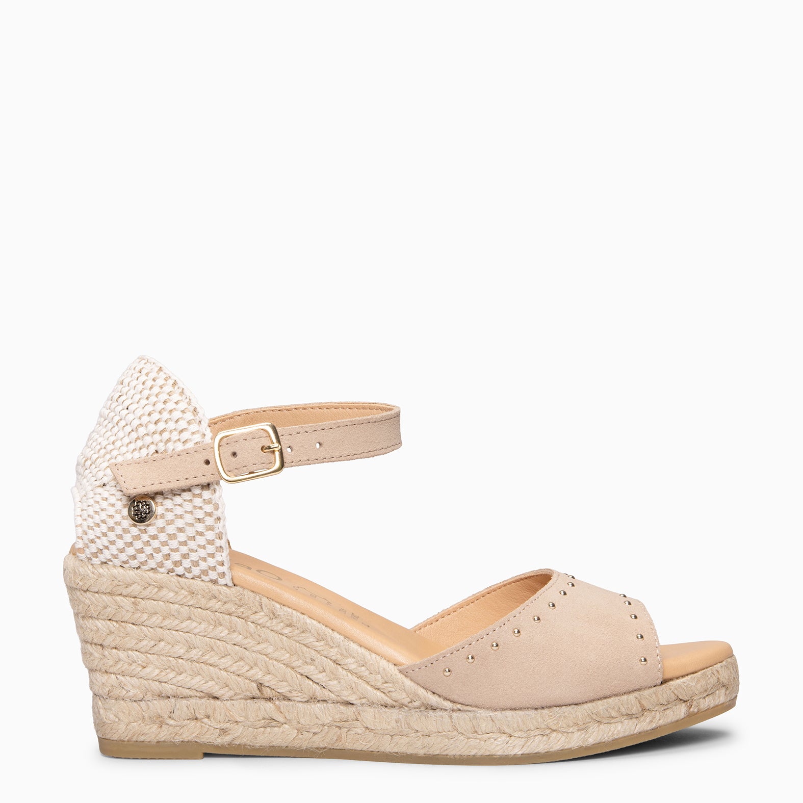 SAONA - Cuñas de esparto peep toe BEIGE