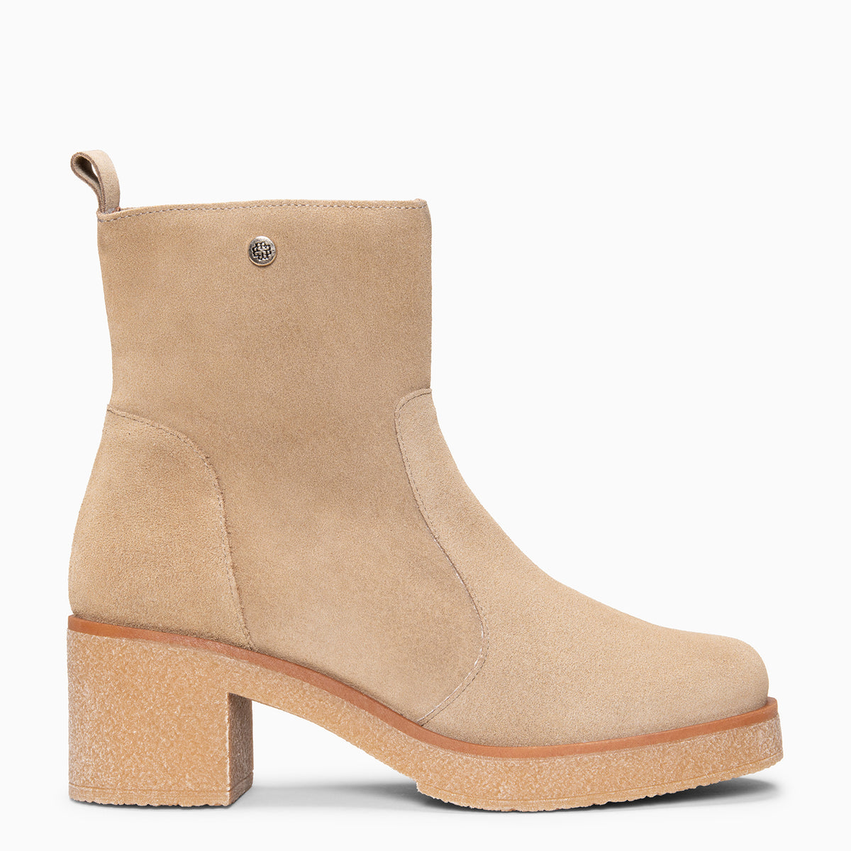 PETRA - Botines de tacón de piel hidrofugada BEIGE