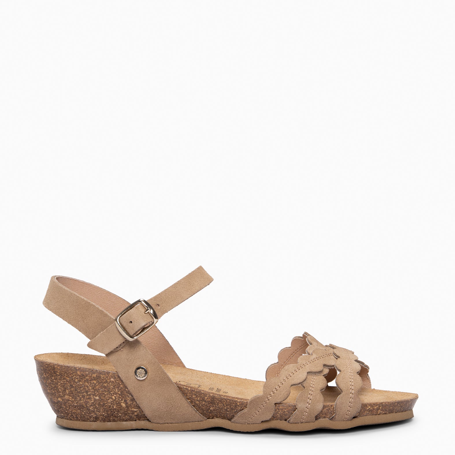 MALTA - Sandales à talon compensé en liège BEIGE