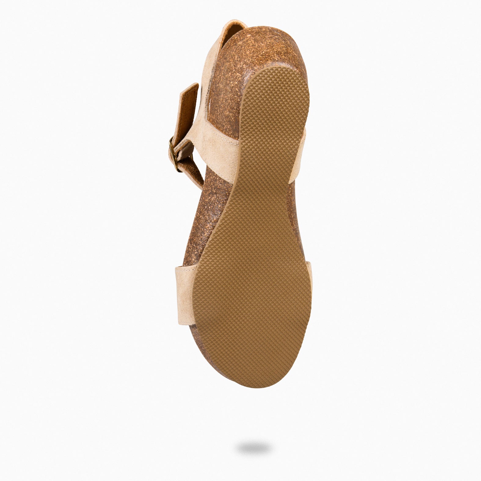 OAK - BEIGE BIO Suede wedge sandals 