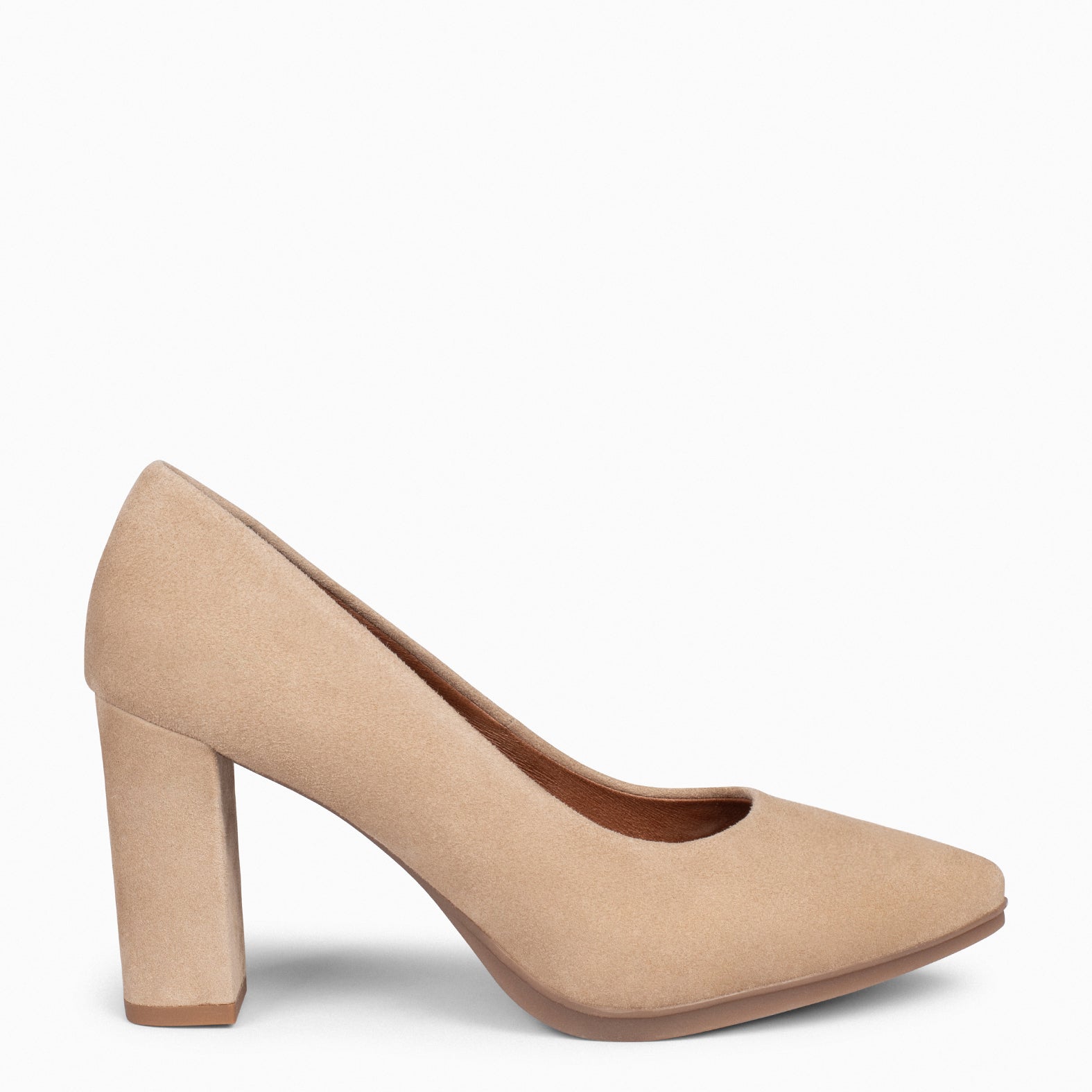 URBAN – Escarpins à talon haut en daim BEIGE