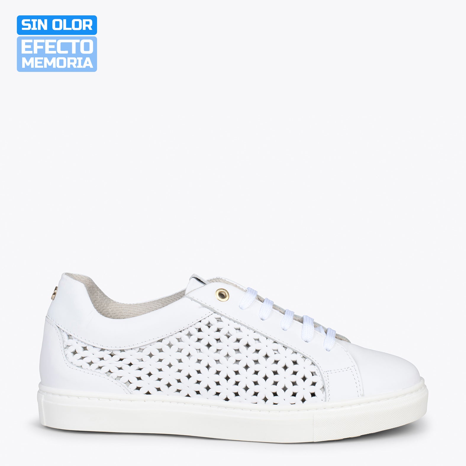 BREATHE – WHITE nappa sneakers with dye-cutting design