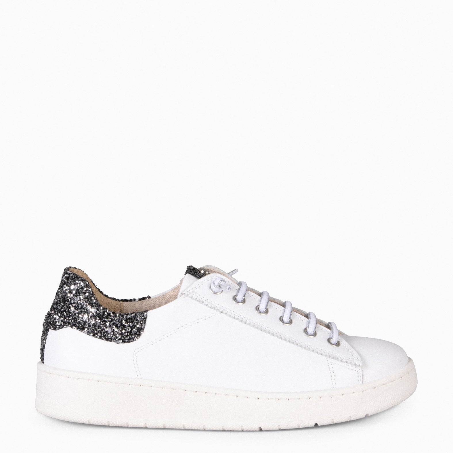 NANTES – WHITE GLITTER SNEAKER WITH ELASTIC LACES