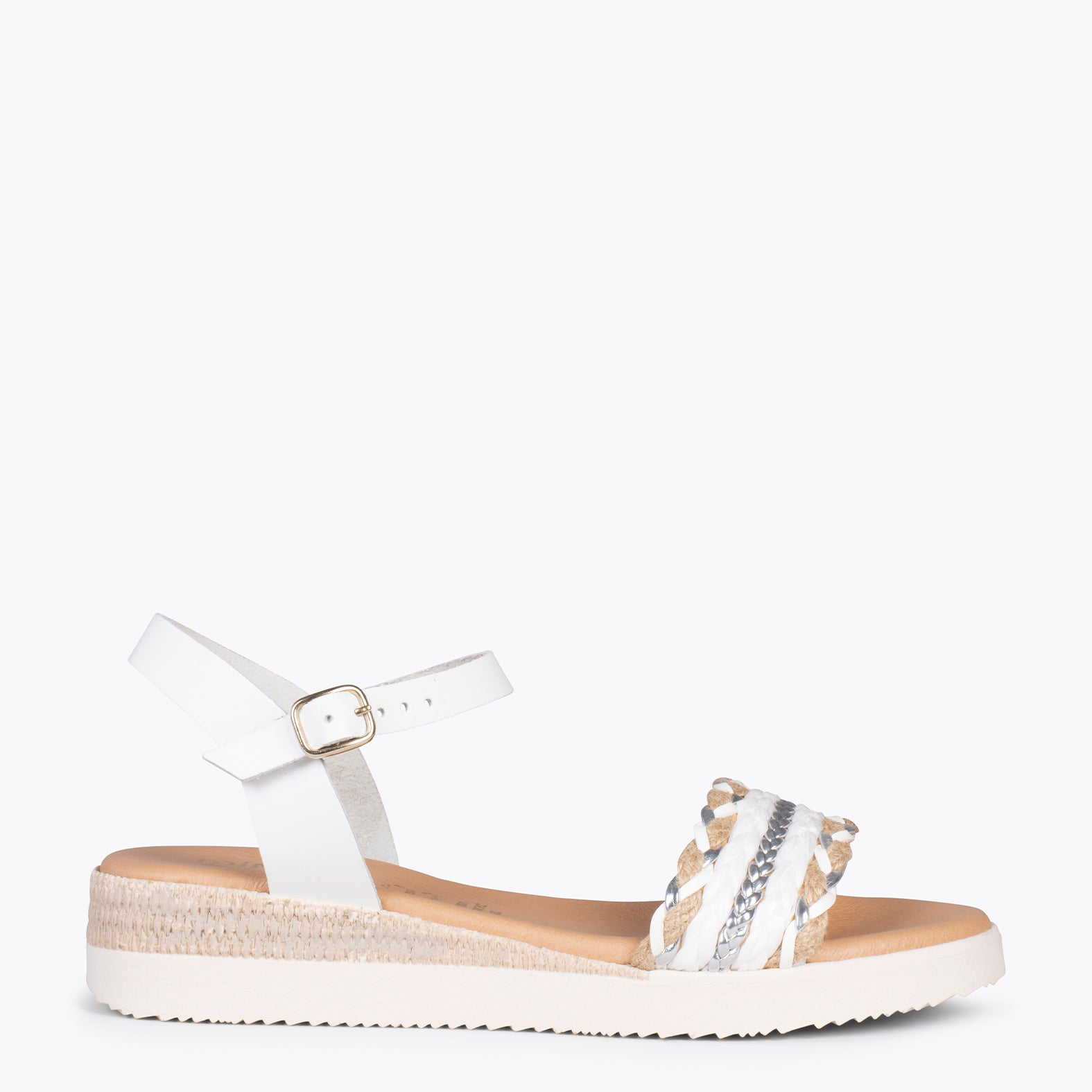 BENISSA – WHITE raffia flat sandals