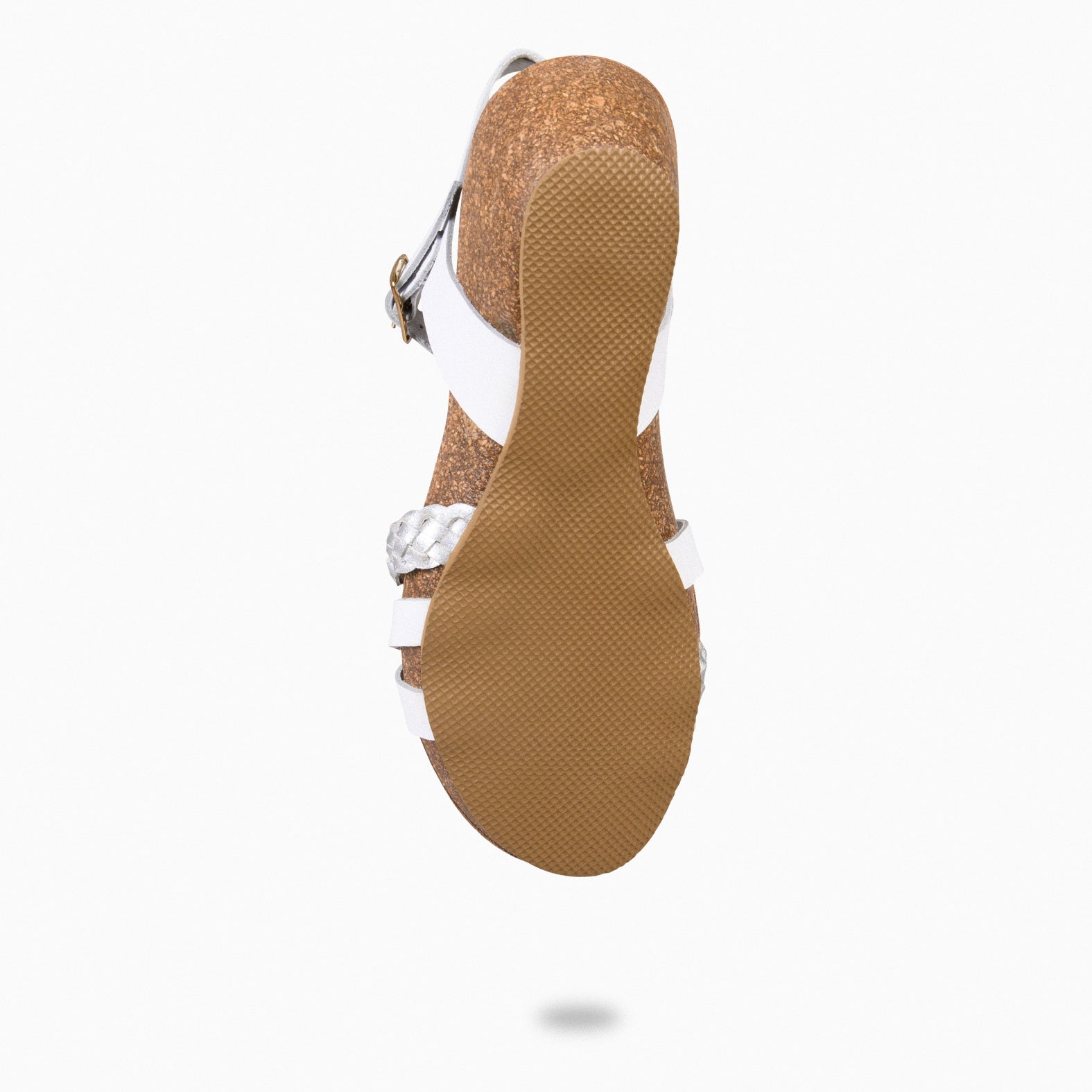 CALATEA - Sandales en cuir BLANC avec tresse ARGENTÉ