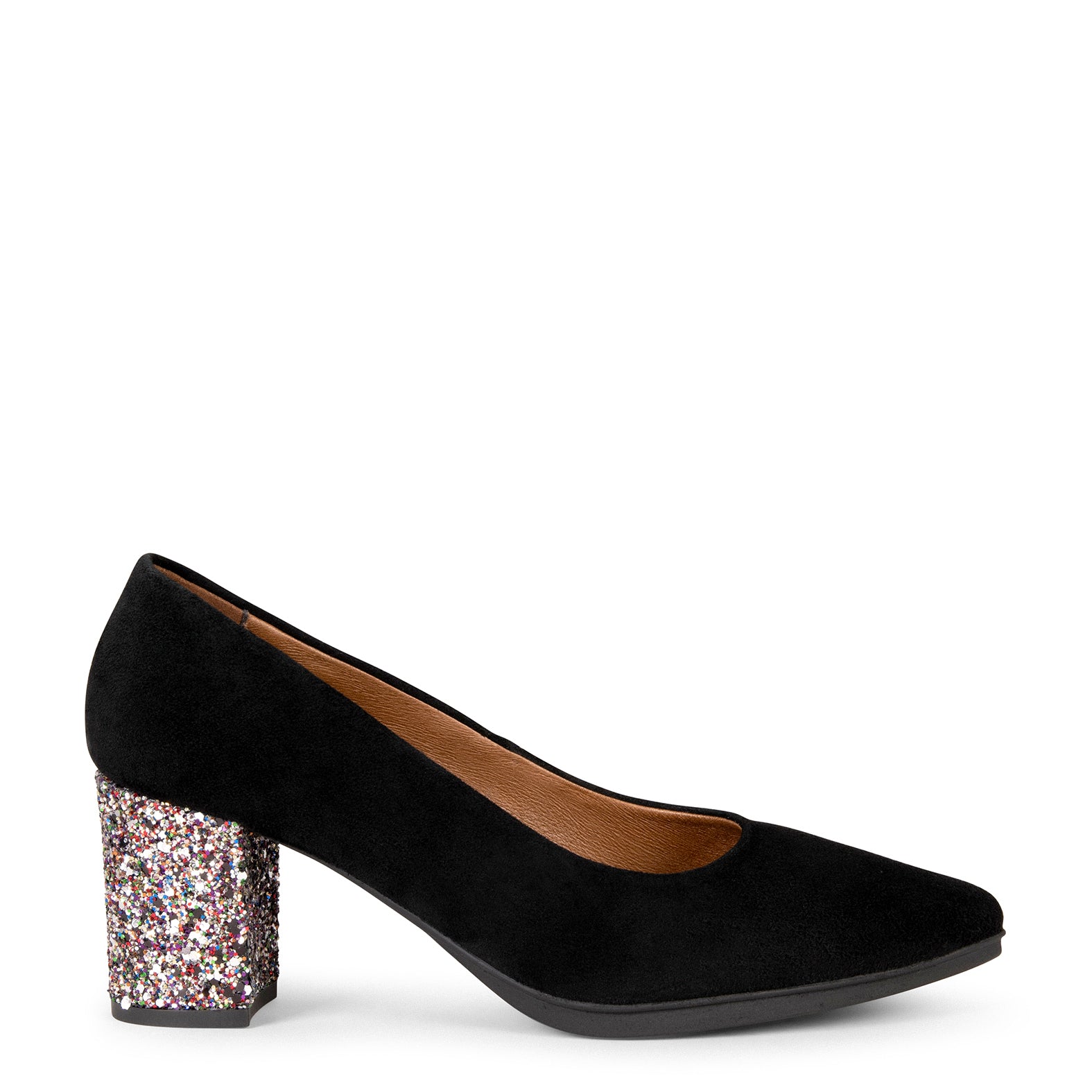 URBAN S GLITTER – GLITTER BLACK mid-heeled shoes with glitter