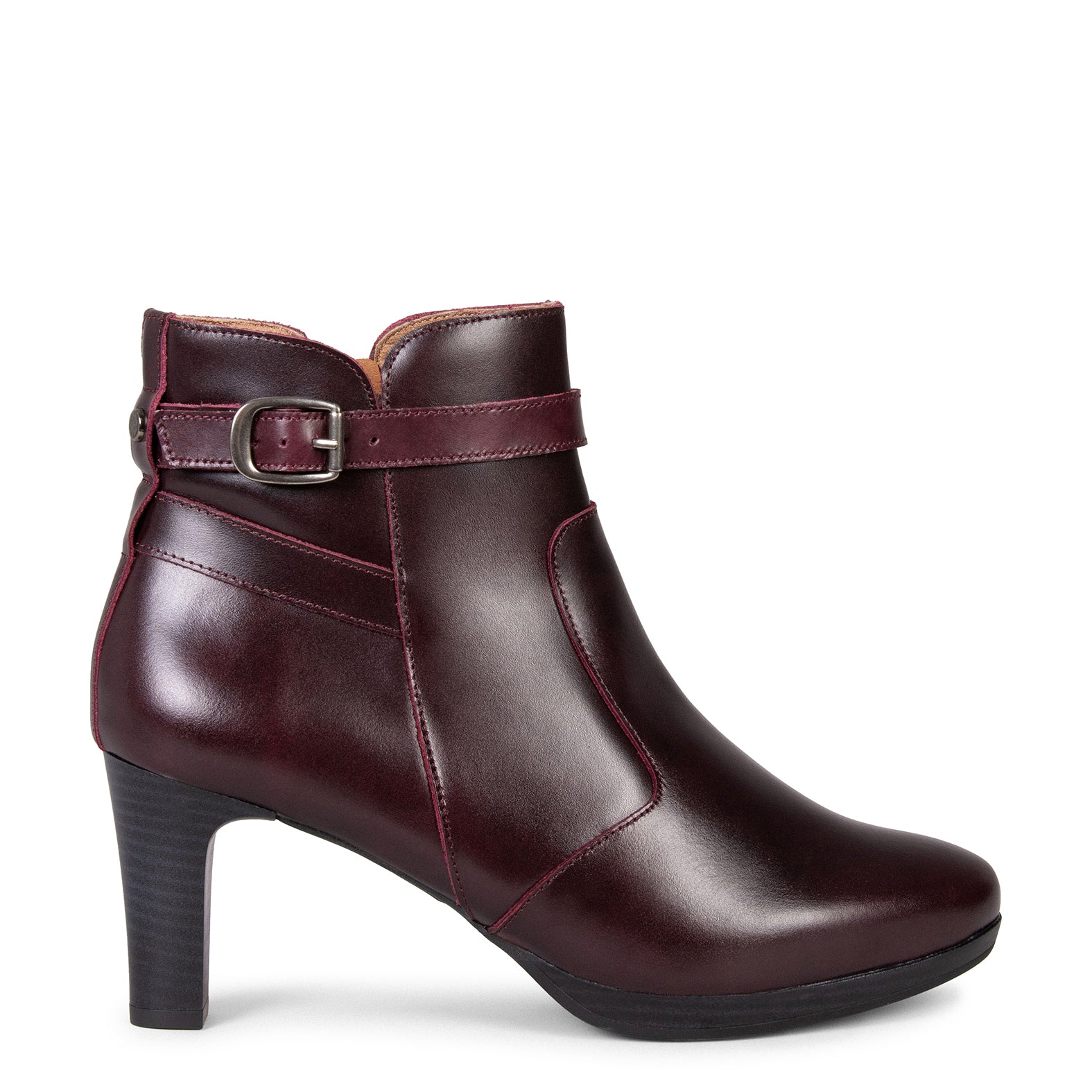 MILAN – BURGUNDY Booties with heel and strap