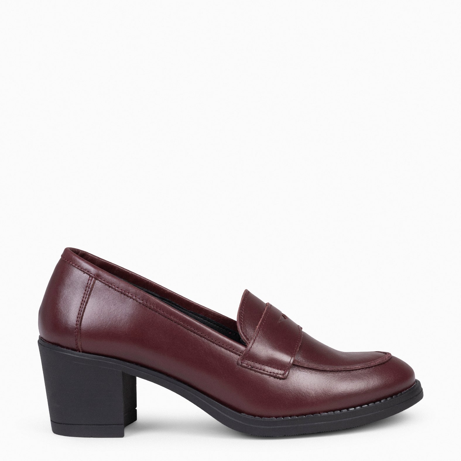 MOKKA – BURGUNDY heeled nappa moccasins
