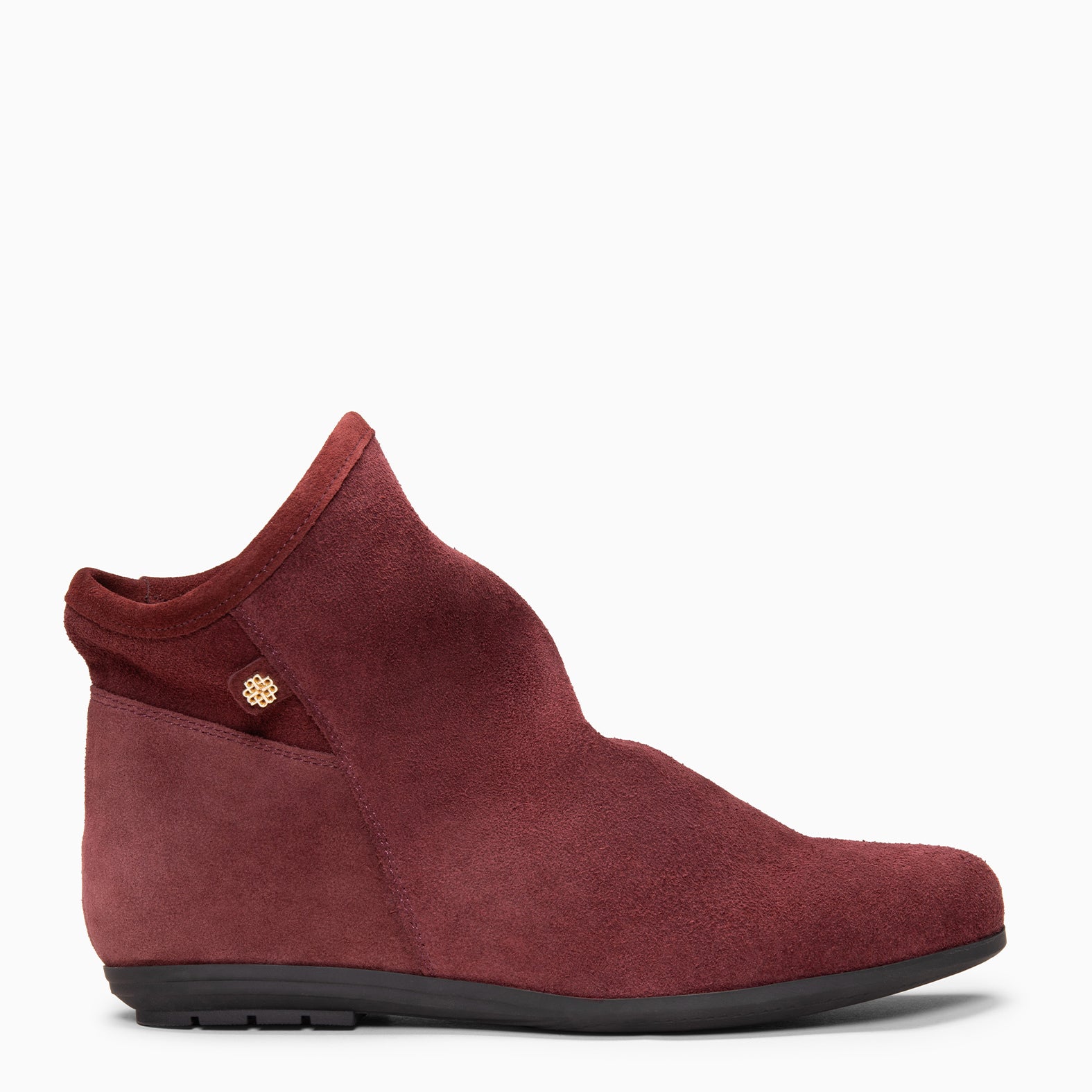 CHESS - BURGUNDY Suede ankle boots with a ruched shaft