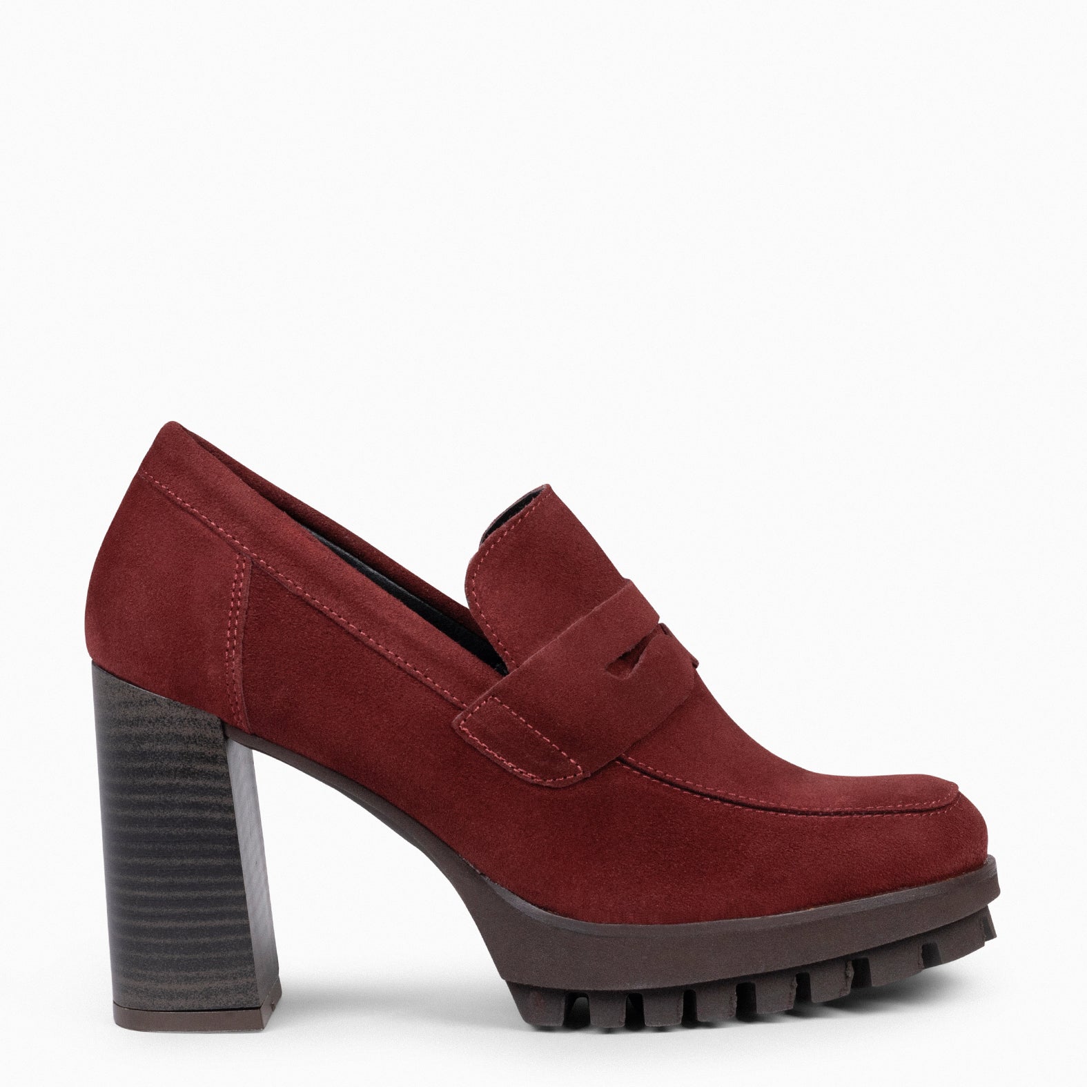 TREND – BURGUNDY high heel moccasins with platform 