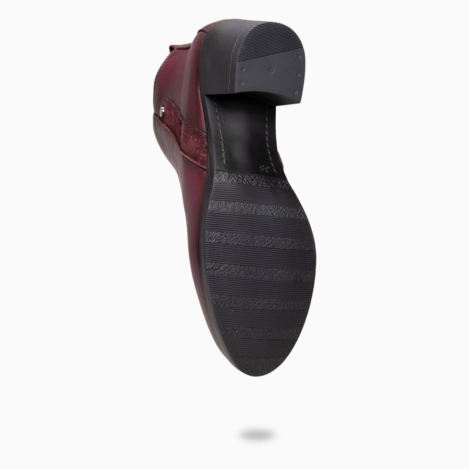 MONTSE – Botín de tacón ancho de piel BURDEOS