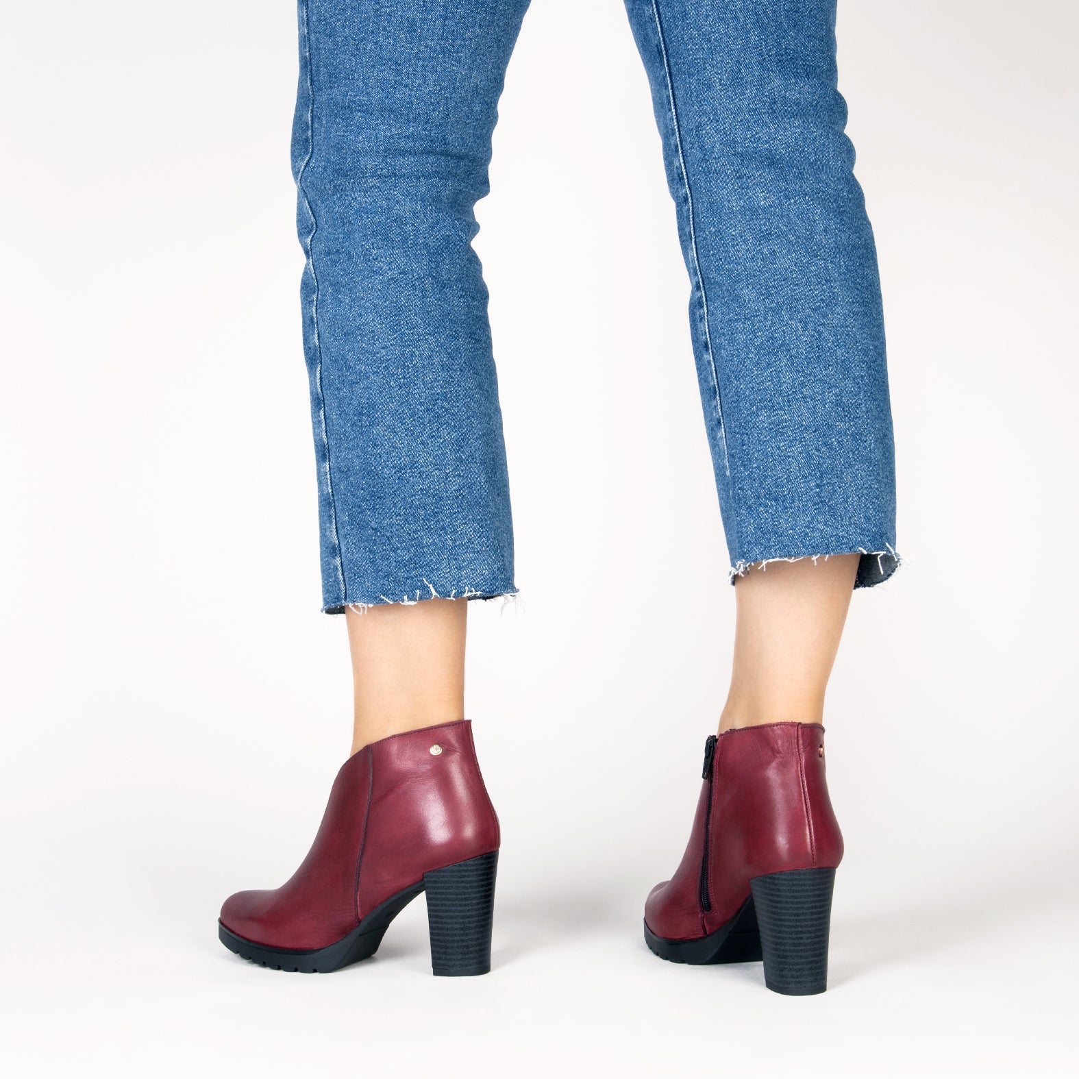 CLASSIC – BURGUNDY Women's Ankle Boots with heel