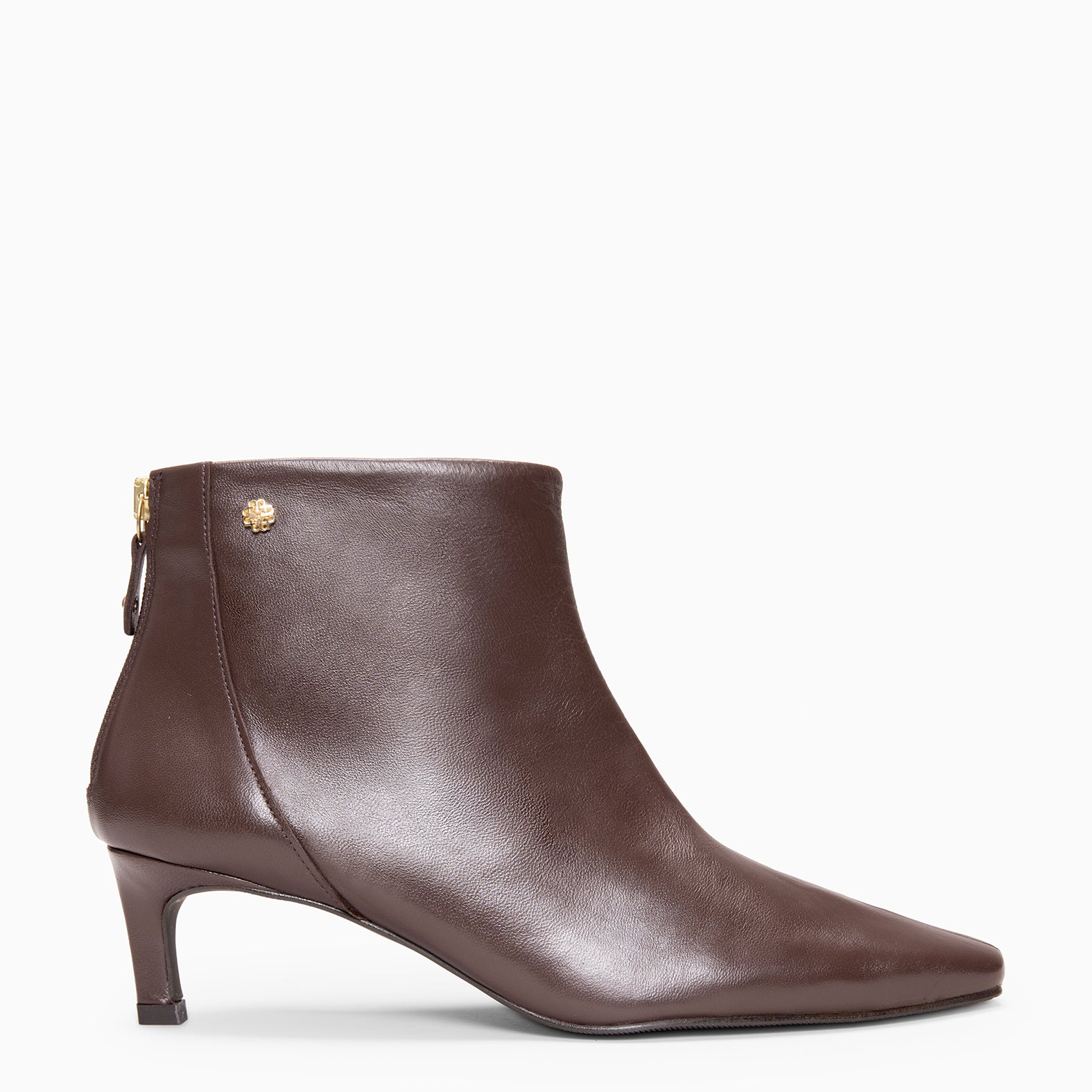 LUISA - Bottines à talon kitten et zip arrière en cuir CAFÉ