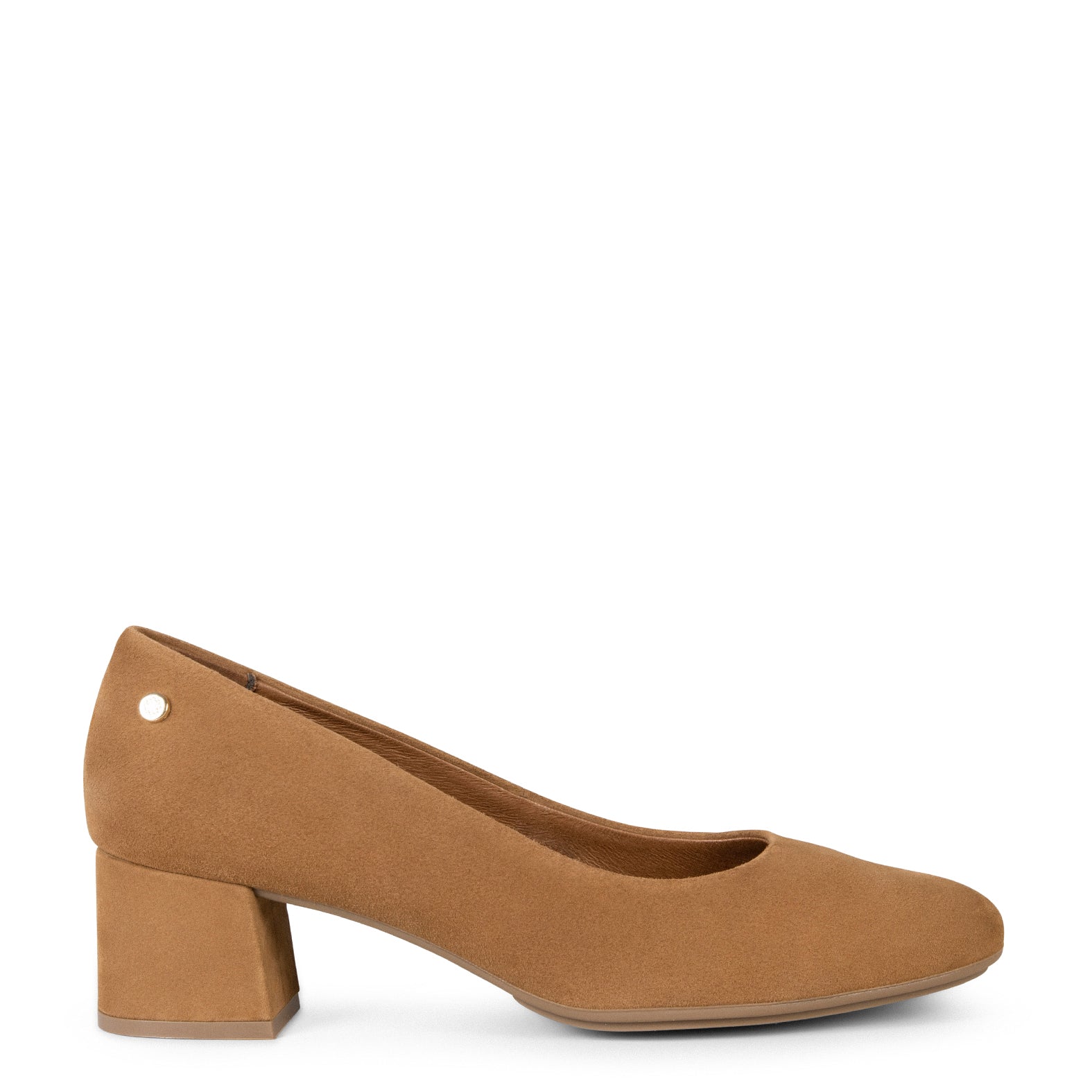 URBAN ROUND – CAMEL suede leather low heels