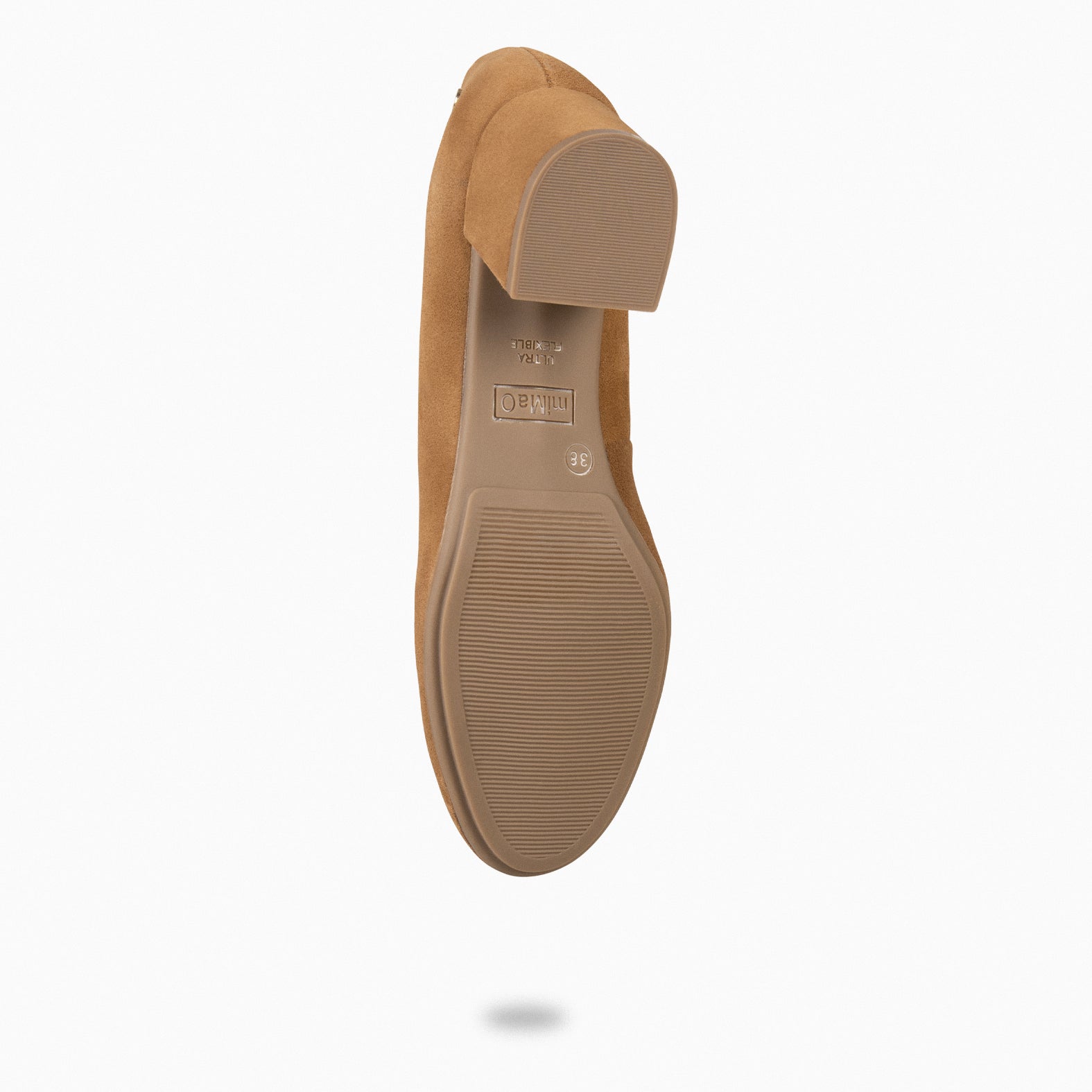 URBAN ROUND – CAMEL suede leather low heels