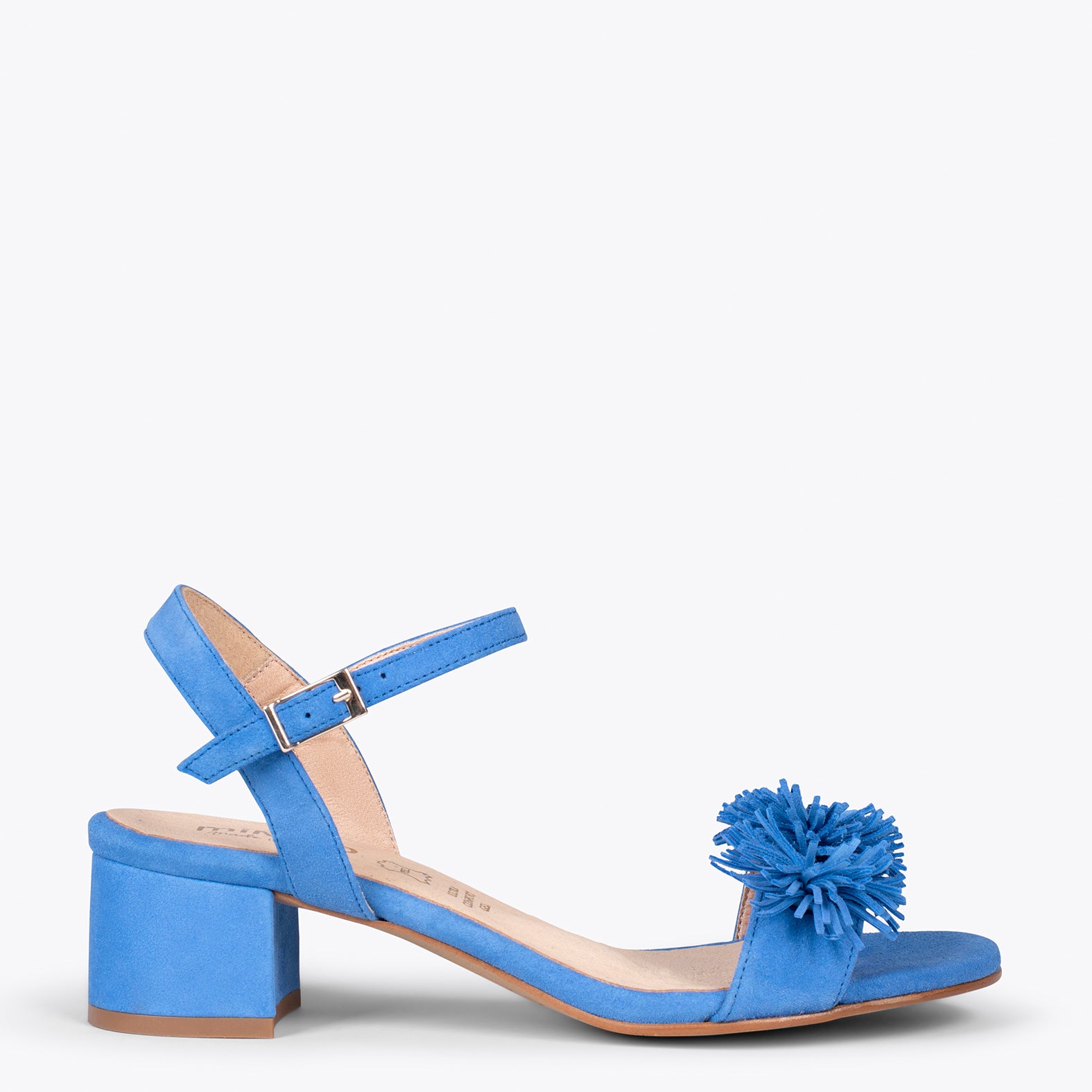 ZINNIA – BLUE sandals with pompom details