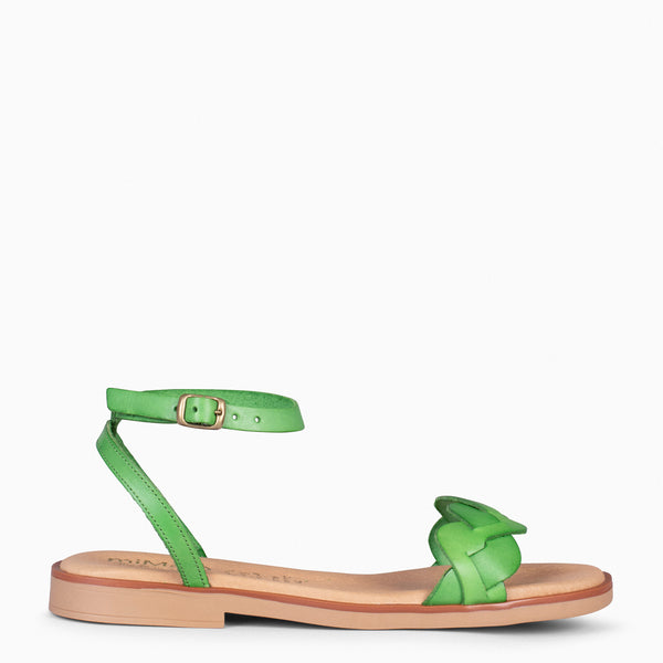 Green best sale flat sandals