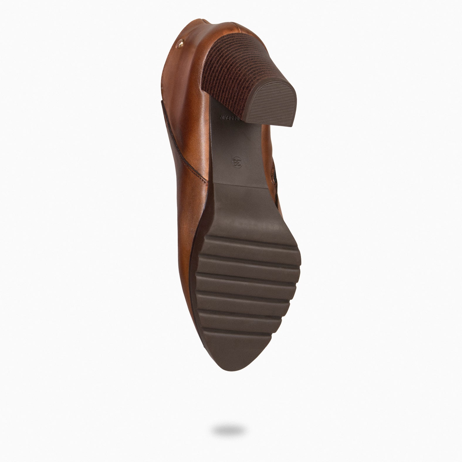 CLASSIC - Botines de tacón de piel CAMEL
