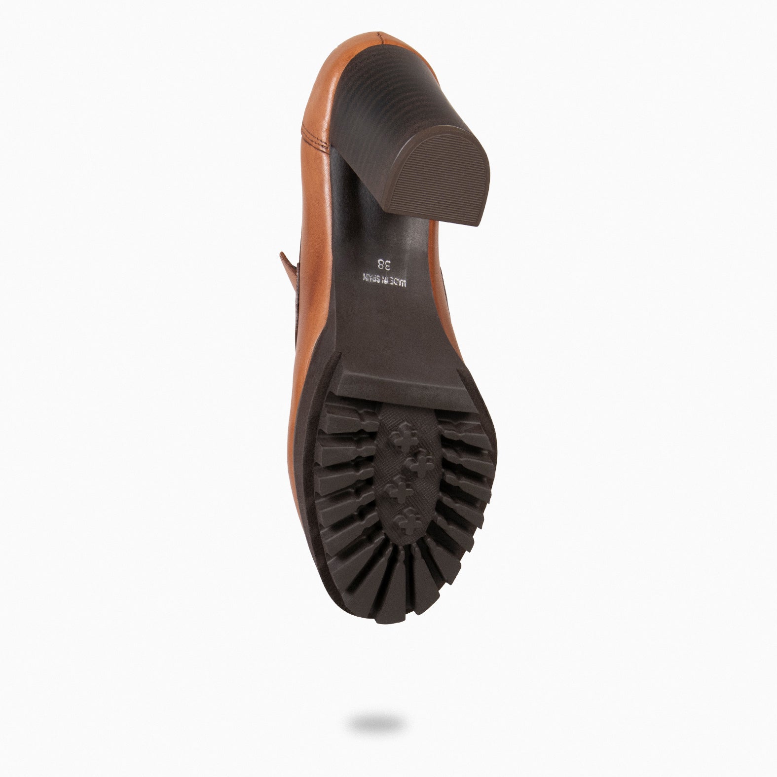 TREND – Mocassin à talon haut en cuir CAMEL