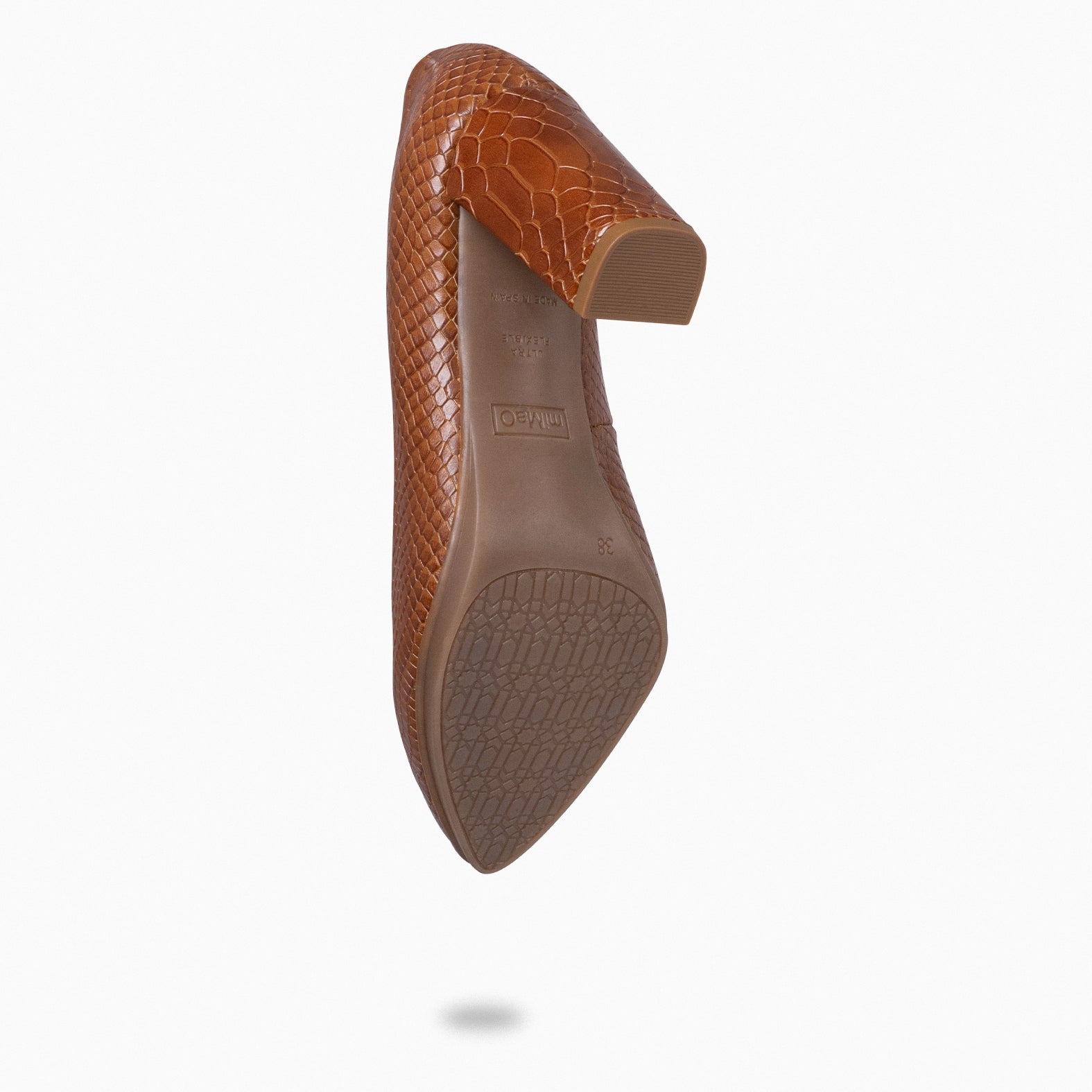 URBAN SAUVAGE – BROWN snake textured high heels 
