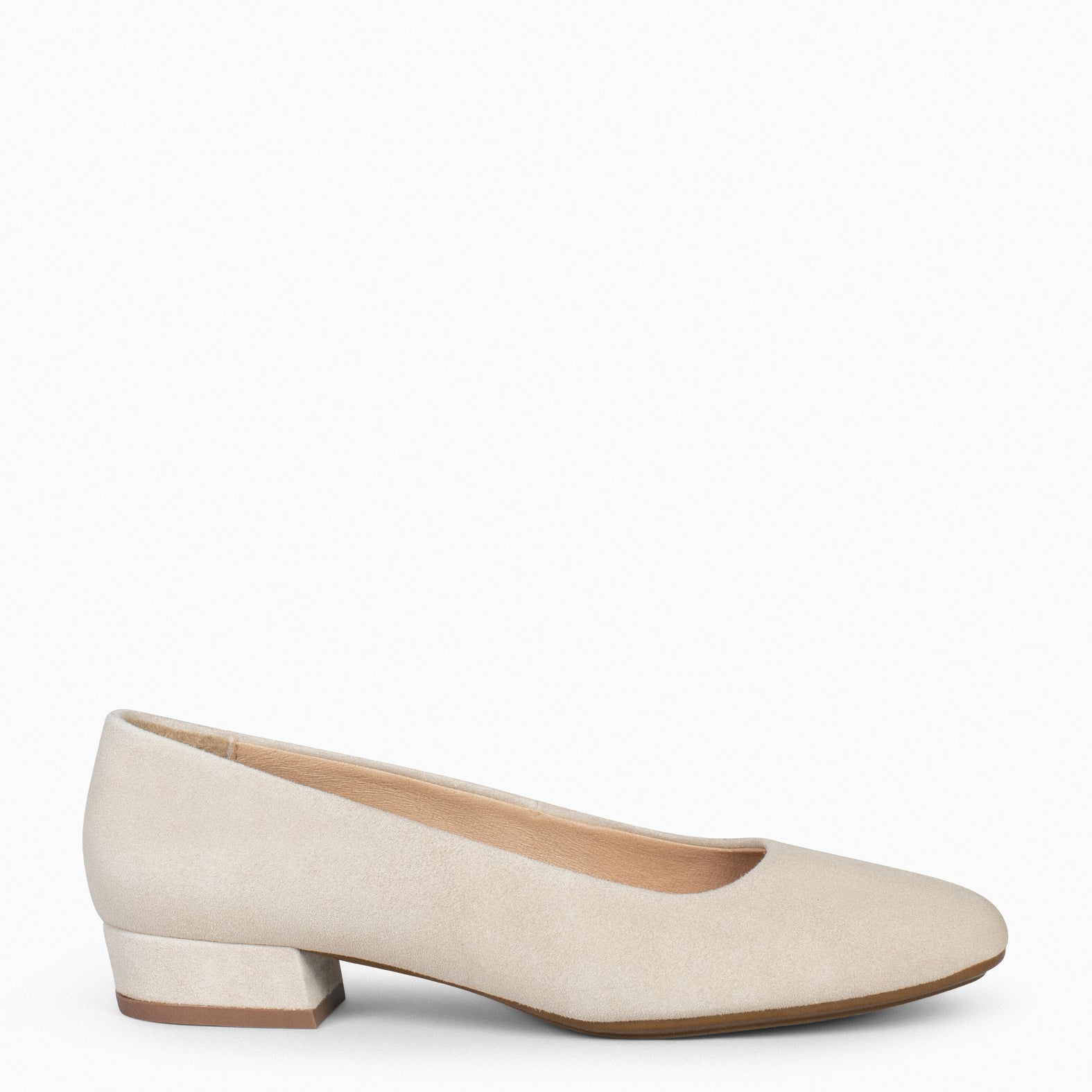 URBAN XS –  BEIGE low-heeled suede shoes