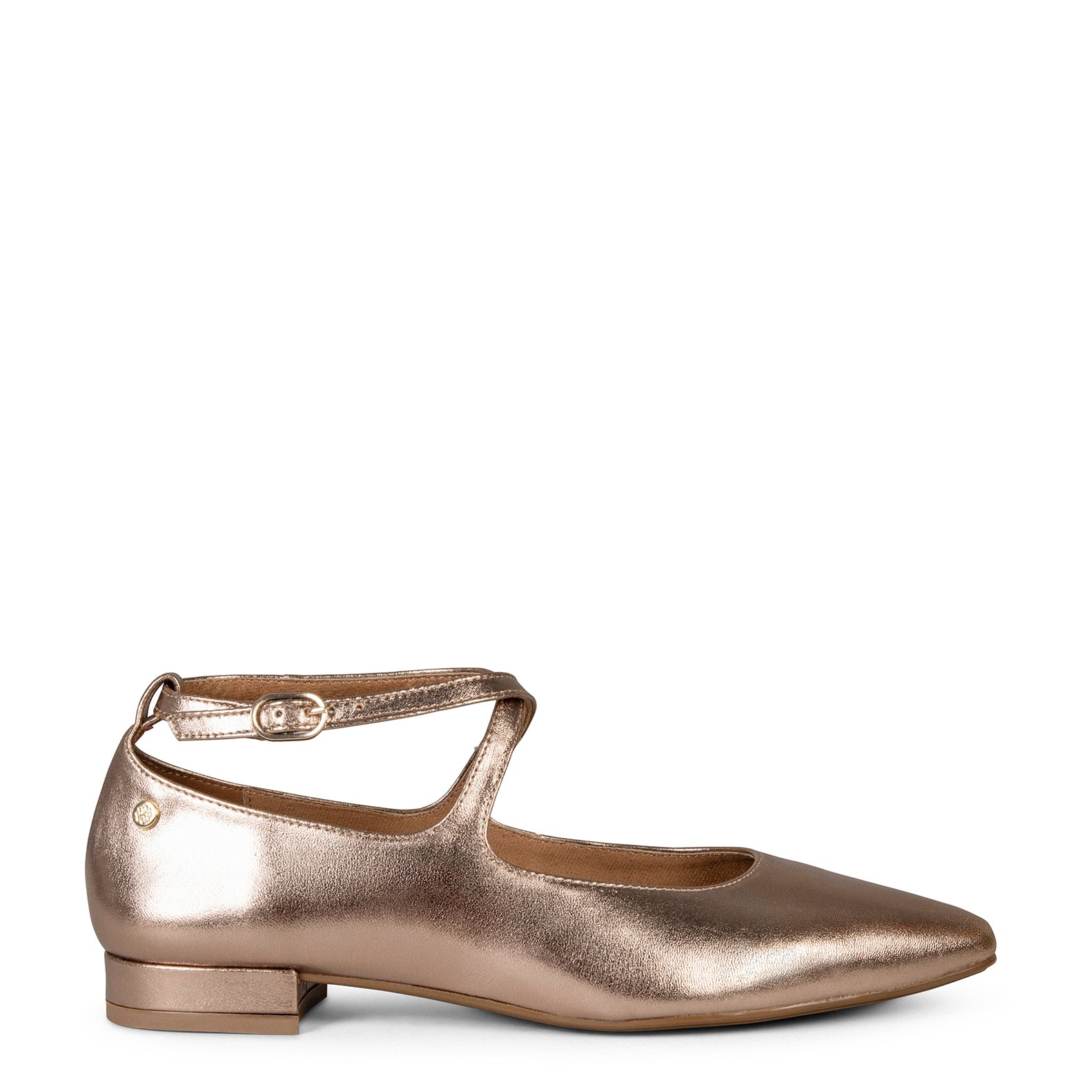 LUCY – GOLD LOW HEEL MARY-JANES