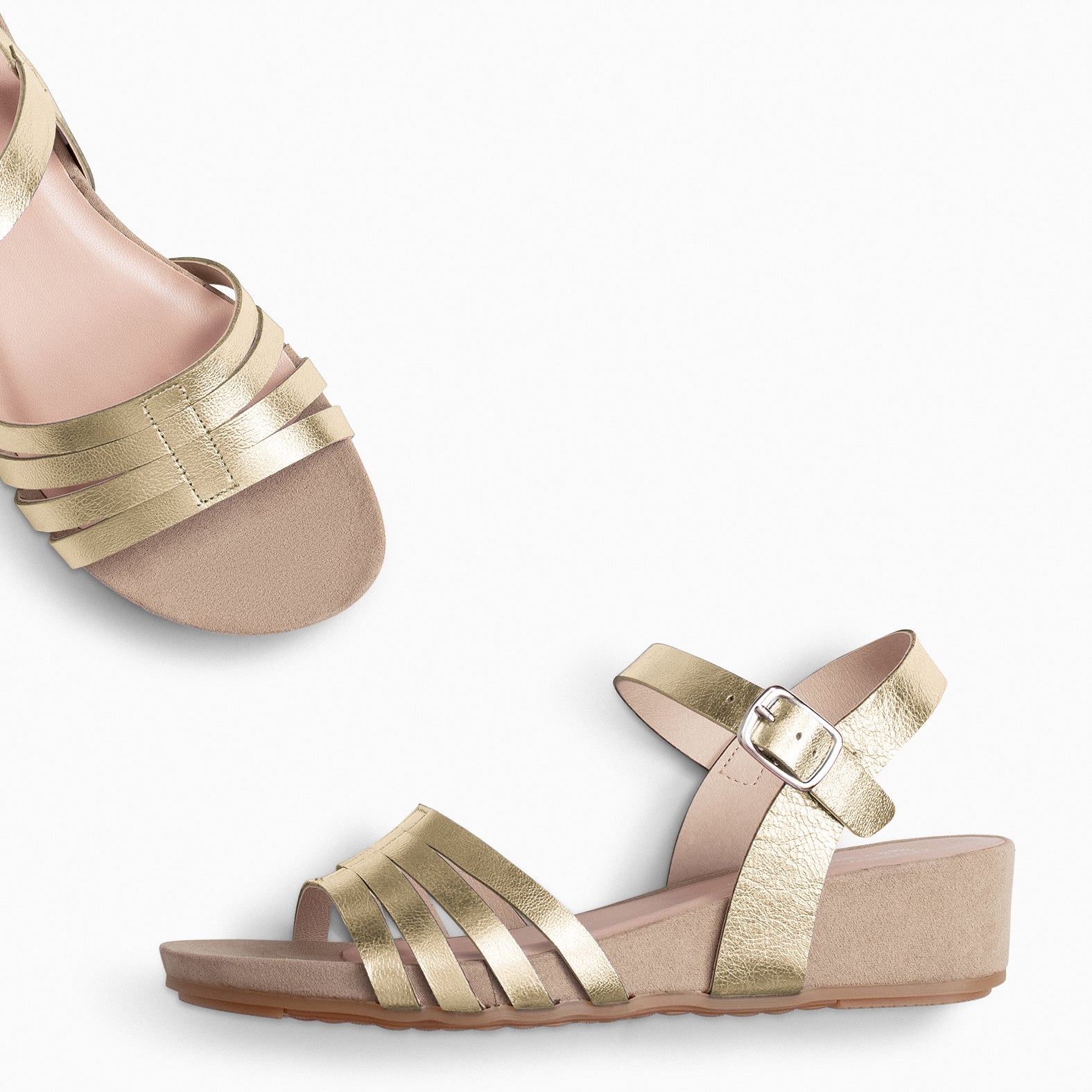 MESINA – GOLDEN Wedge sandal with metallic straps 