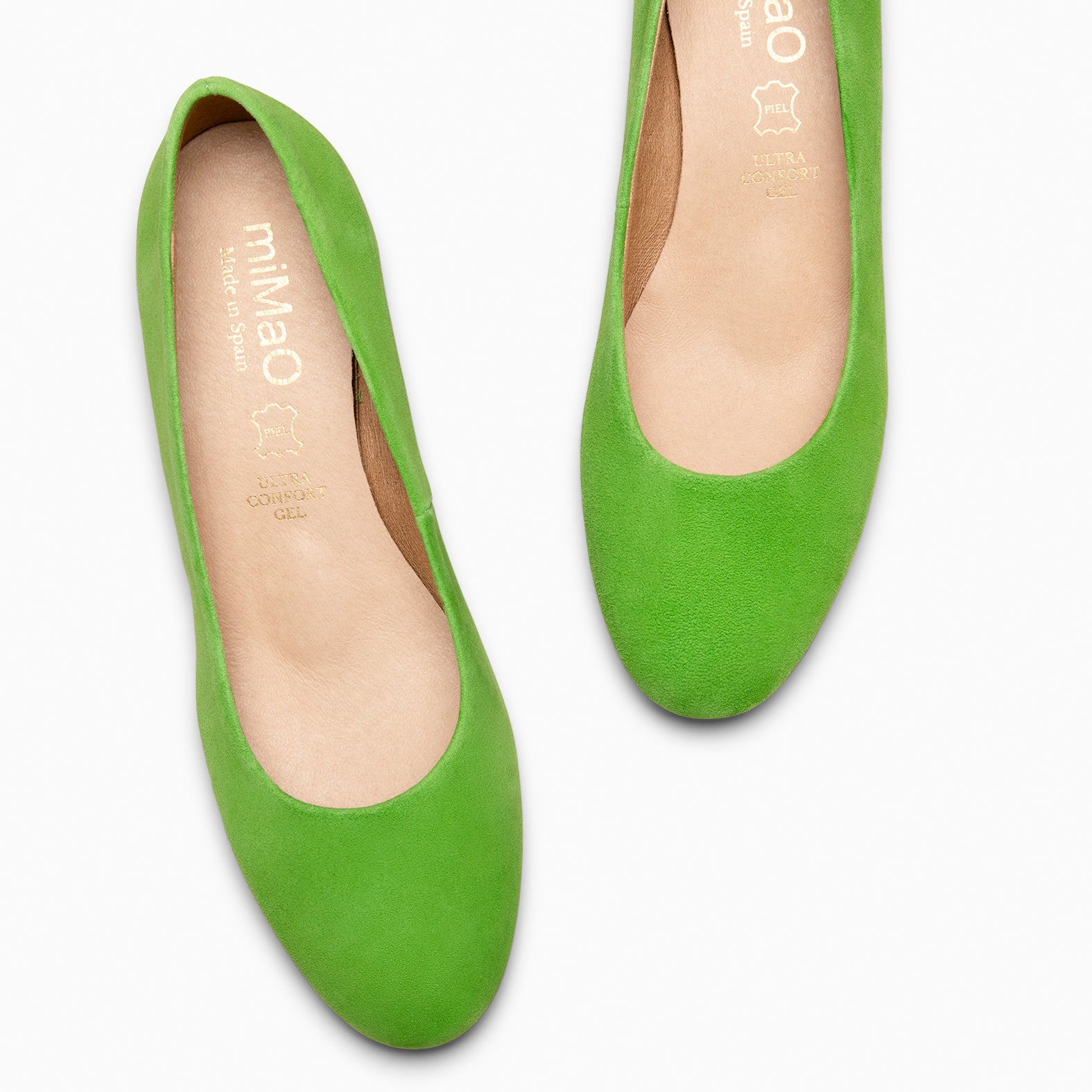 URBAN ROUND - GREEN SUEDE LEATHER LOW HEELS