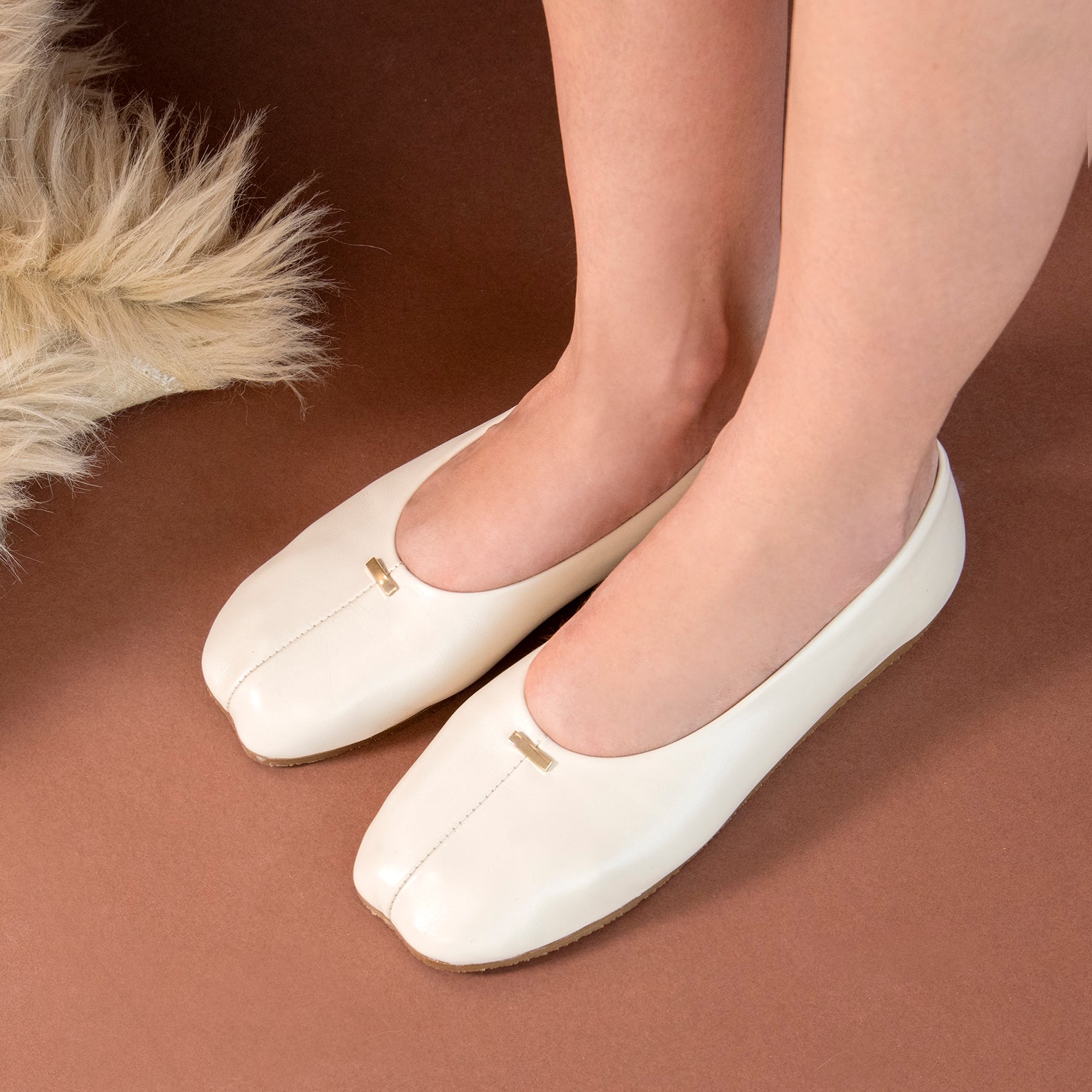 CALA - Bailarinas Baresoft de piel MARFIL