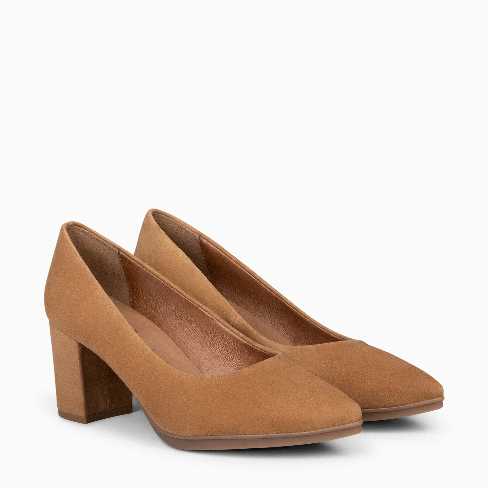 URBAN S - Sapatos de salto médio em camurça CAMEL