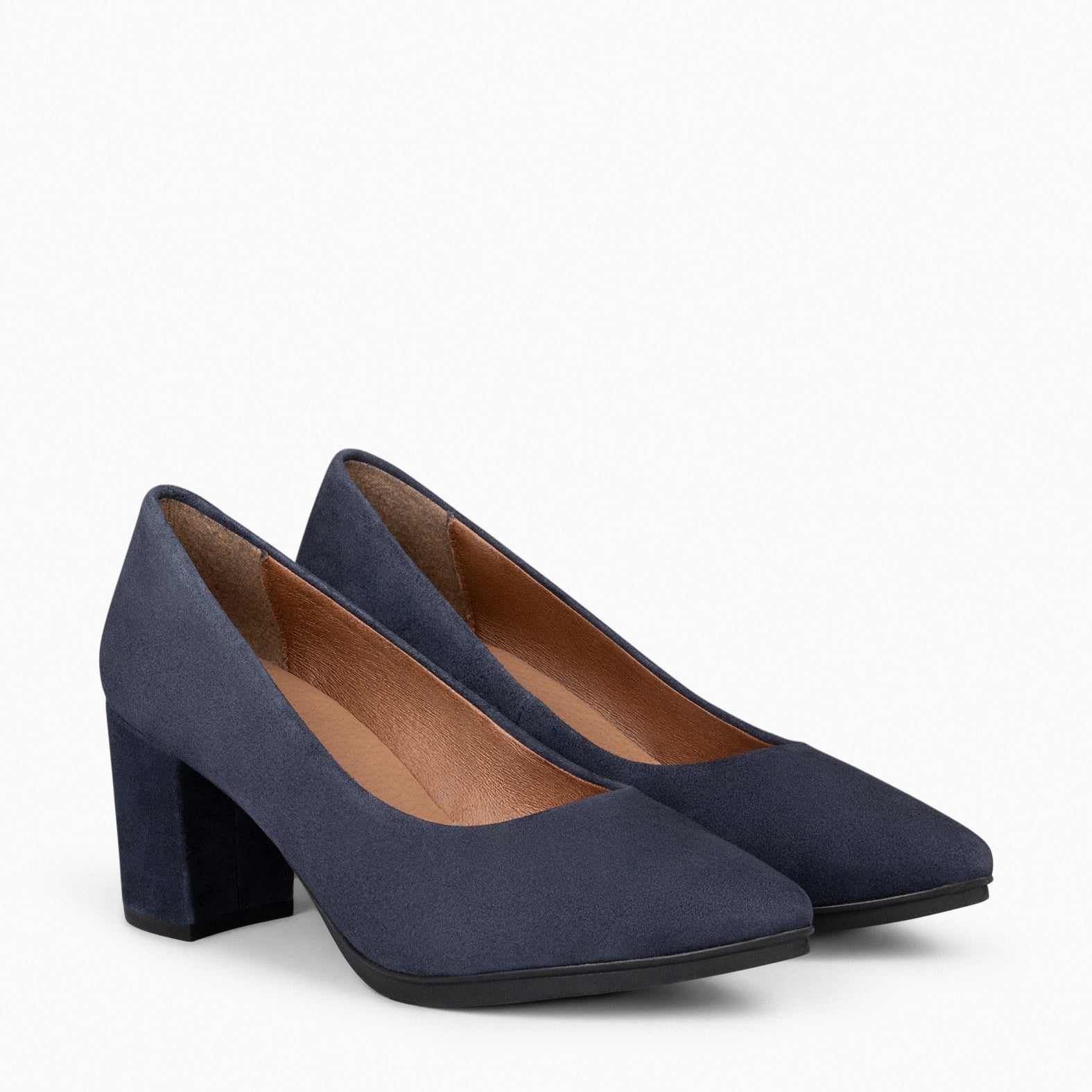 URBAN S – Sapatos de salto médio em camurça AZUL-MARINHO
