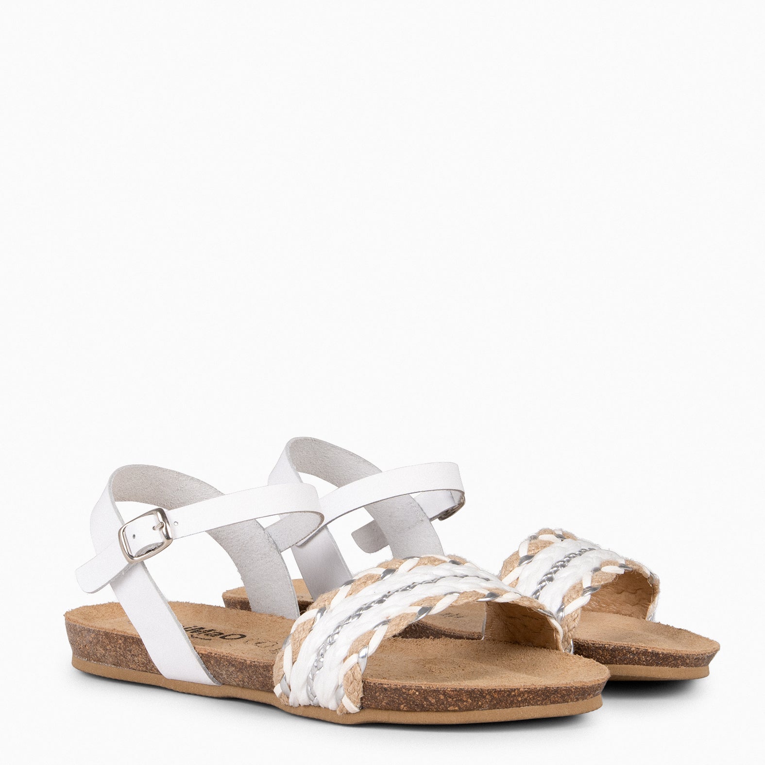 GARDENIA – WHITE BIO Sandals with multimaterial strap