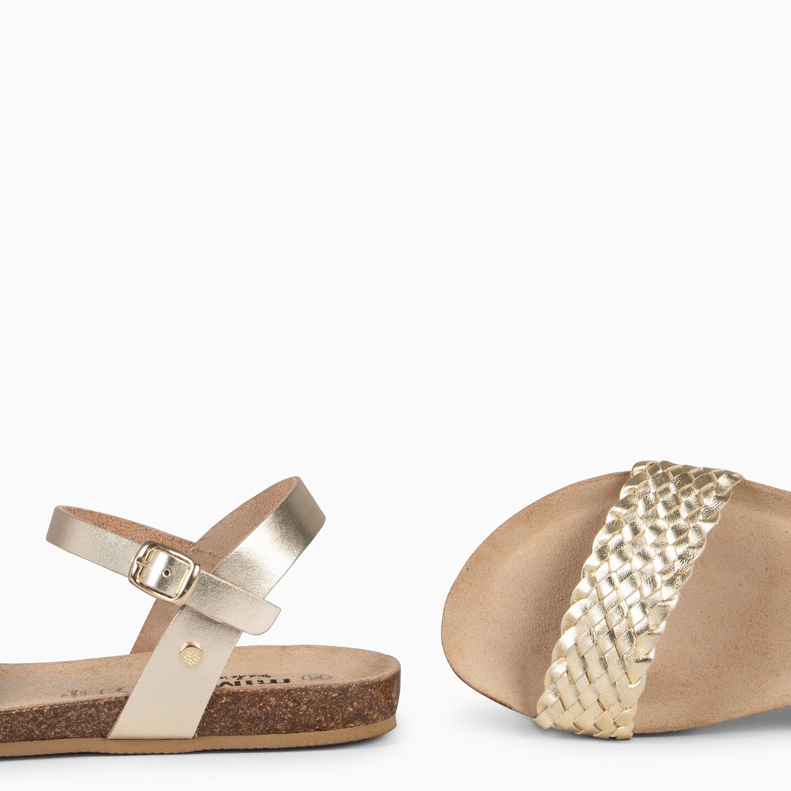 AIRE - GOLD BIO Flat Sandals with braided strap