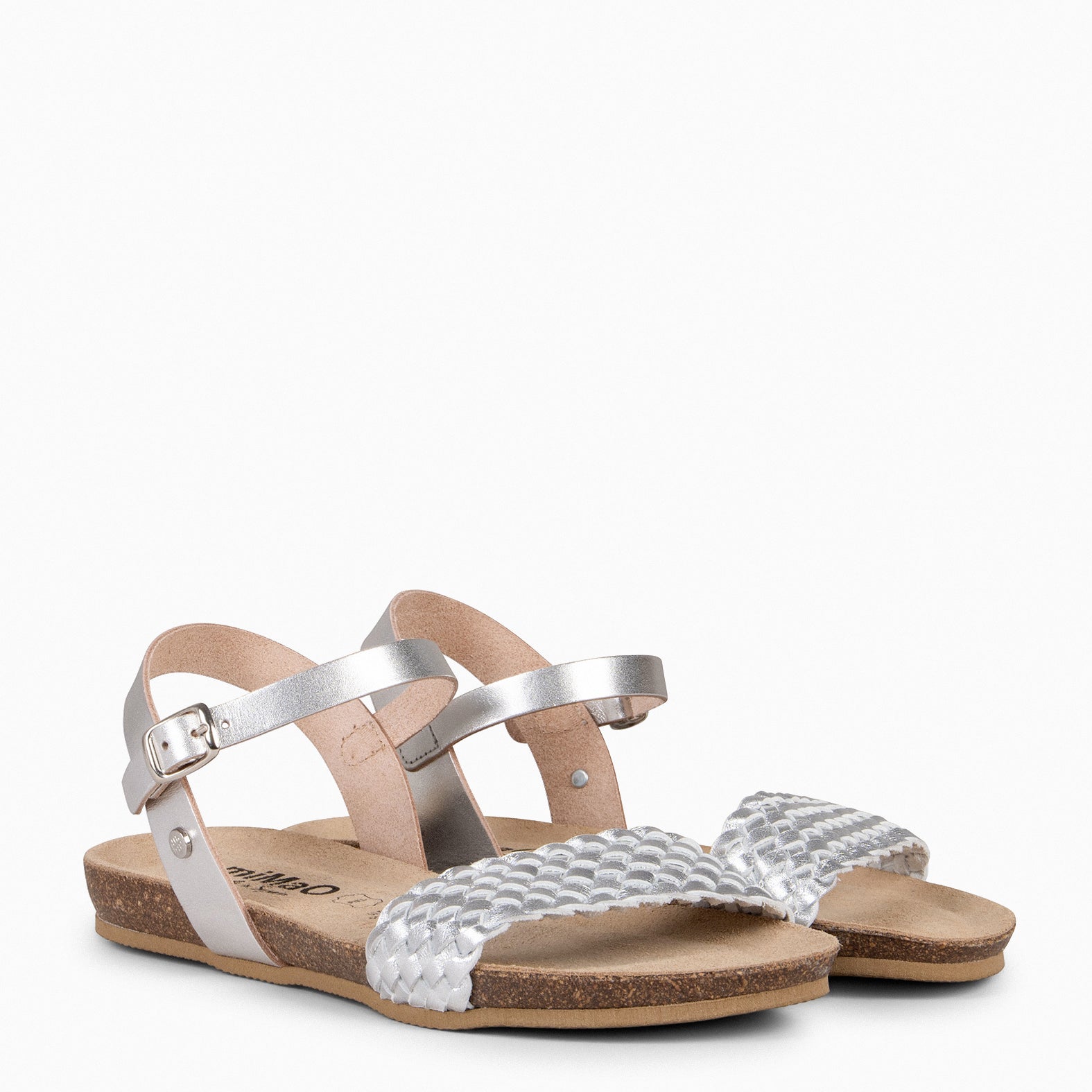 AIRE - SILVER BIO Flat Sandals with braided strap