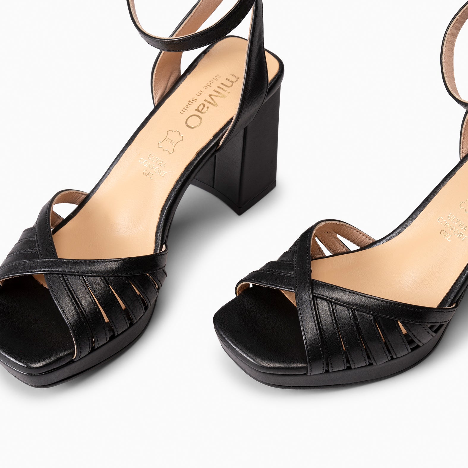 CRISTEL - SANDALIAS ELEGANTES DE TACÓN DE VESTIR NEGRO