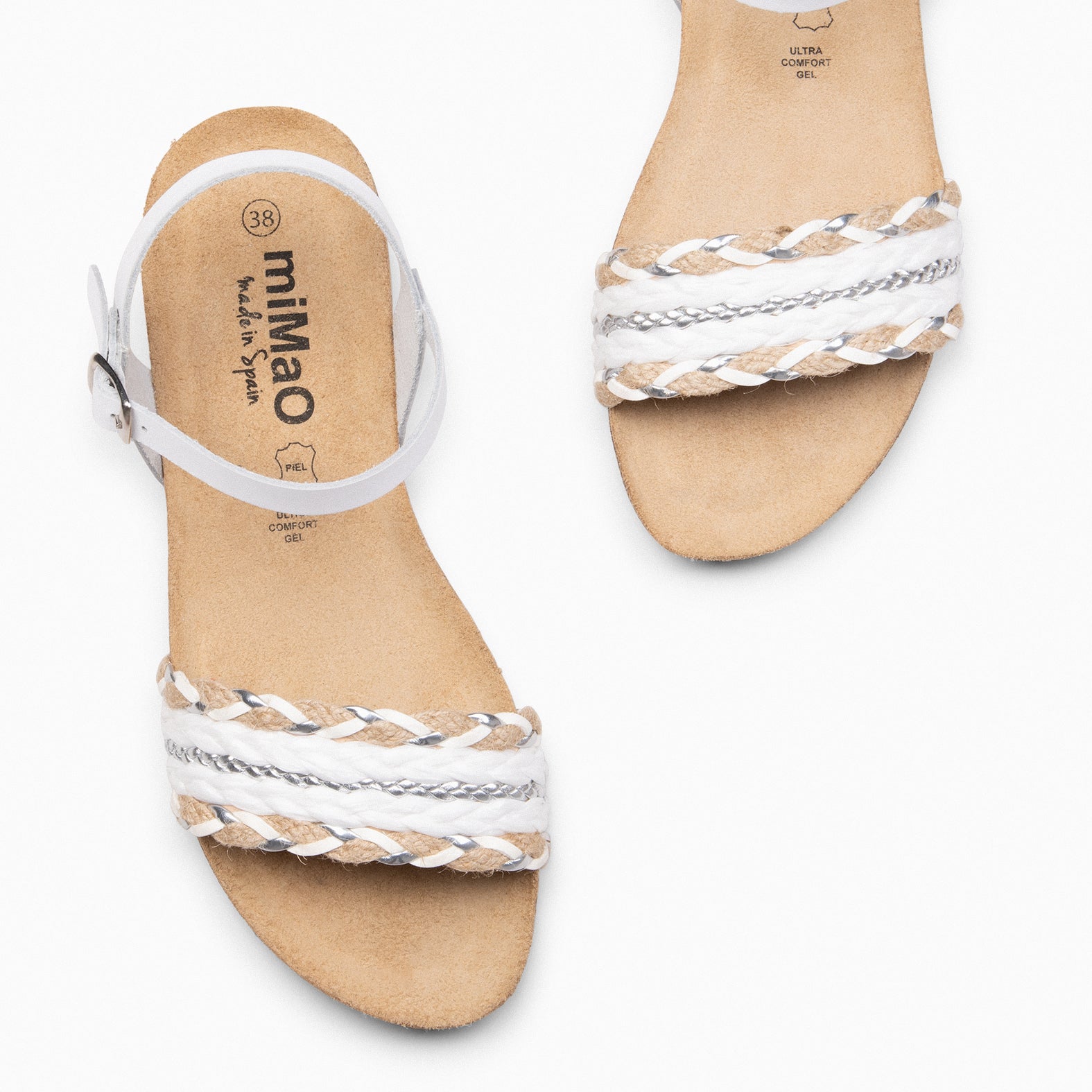 GARDENIA – WHITE BIO Sandals with multimaterial strap