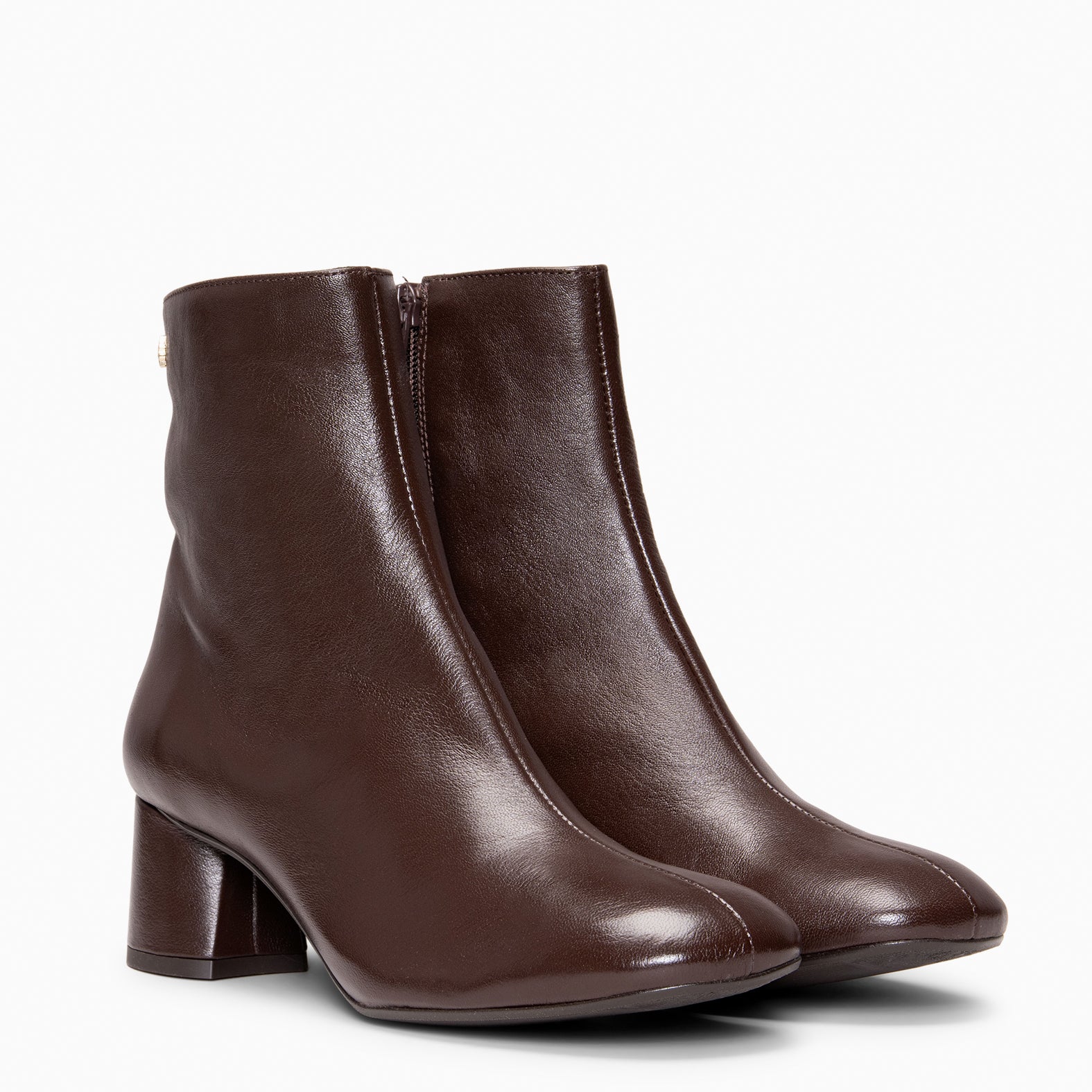 RUBI - Botines de tacón de piel MARRON