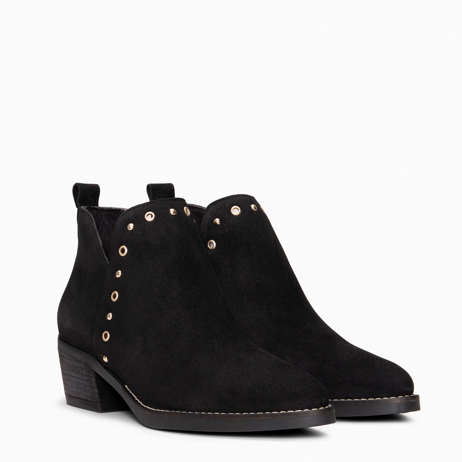 MILES - BLACK Low ankle boot with studs