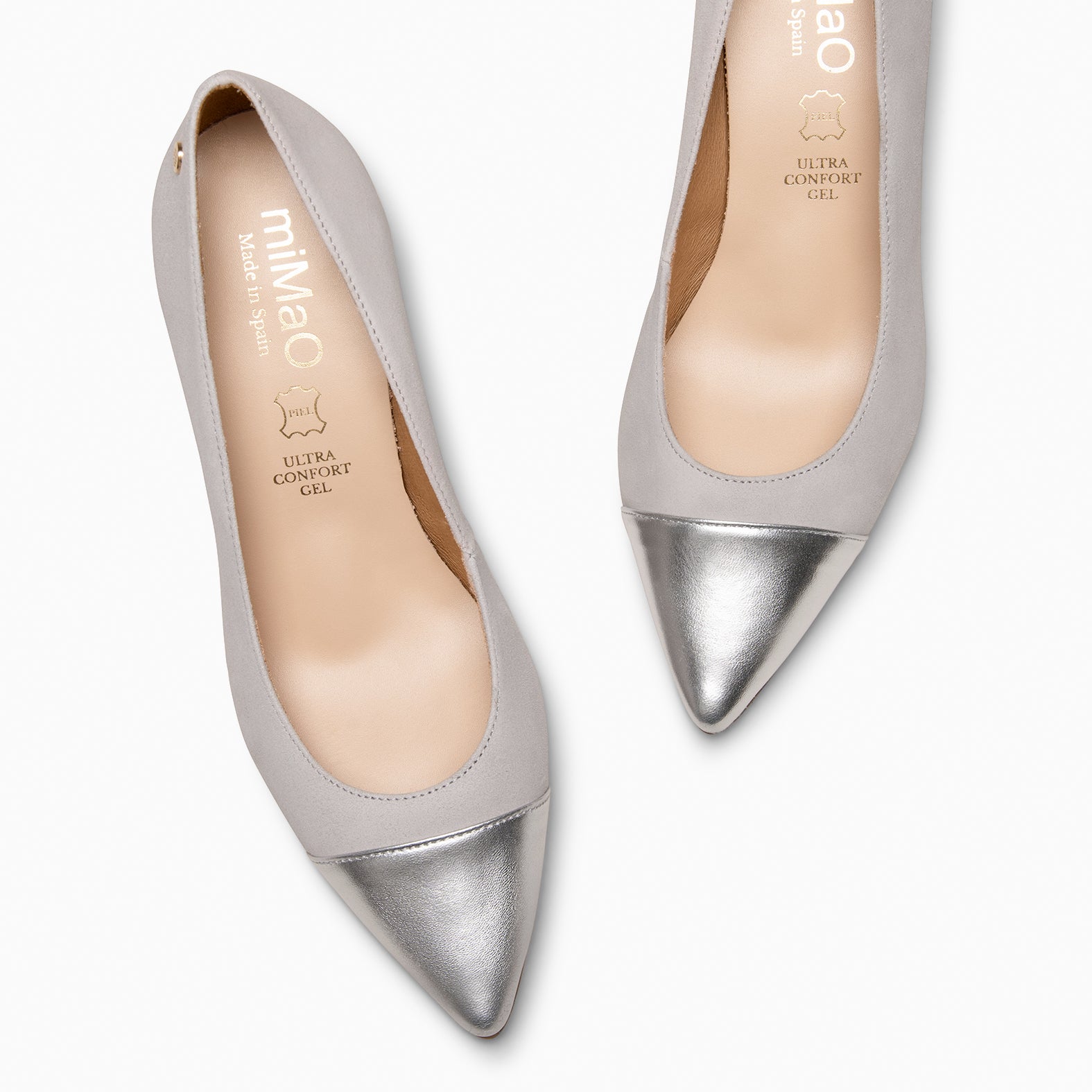 LILLY S - GREY TWO-TONE HEELED SHOES