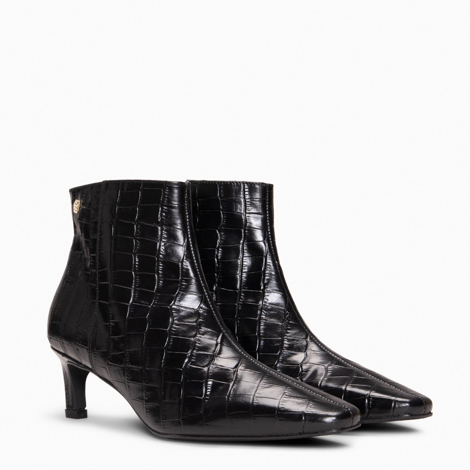 DUNDY - Botines de tacón fino en piel NEGRO