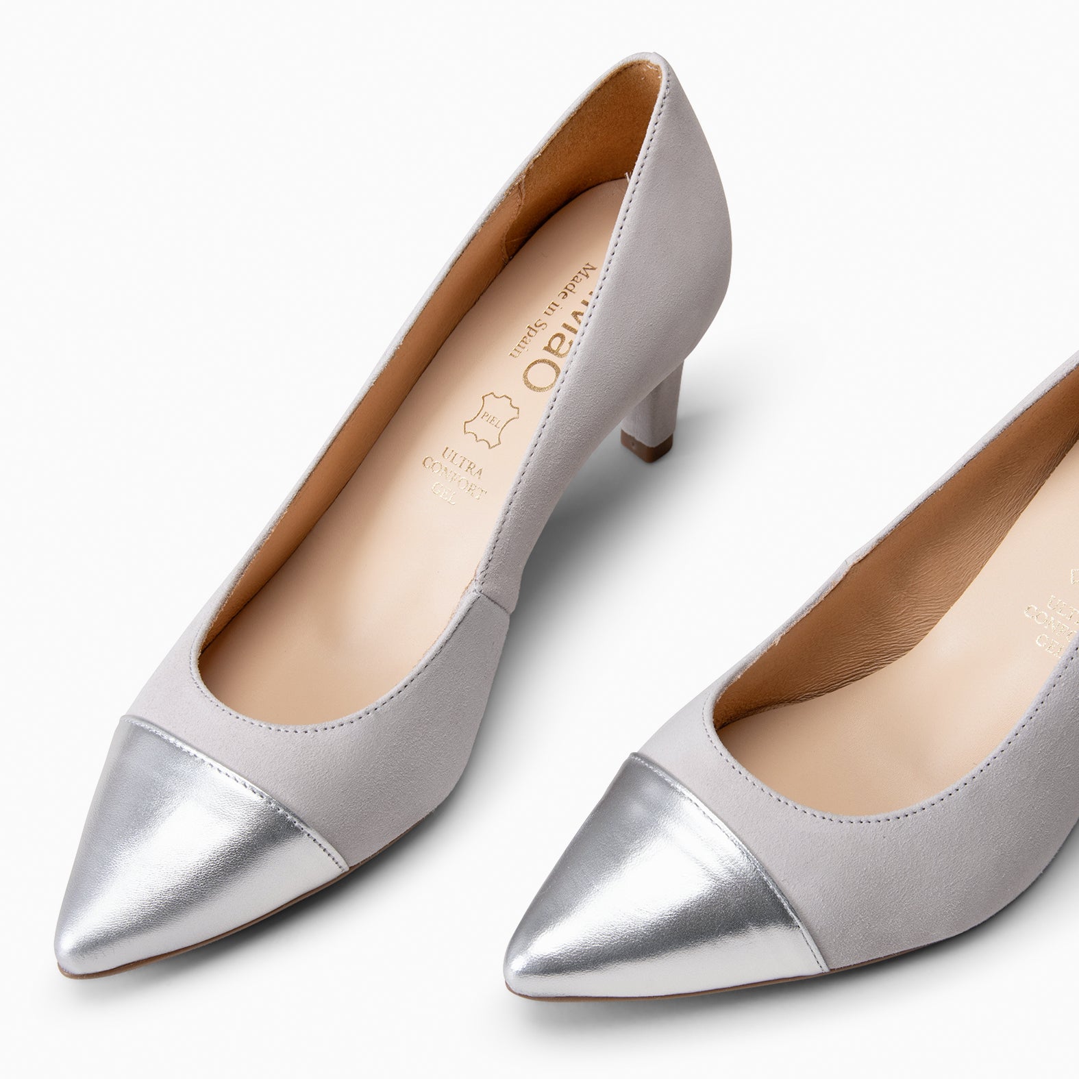 LILLY S - GREY TWO-TONE HEELED SHOES
