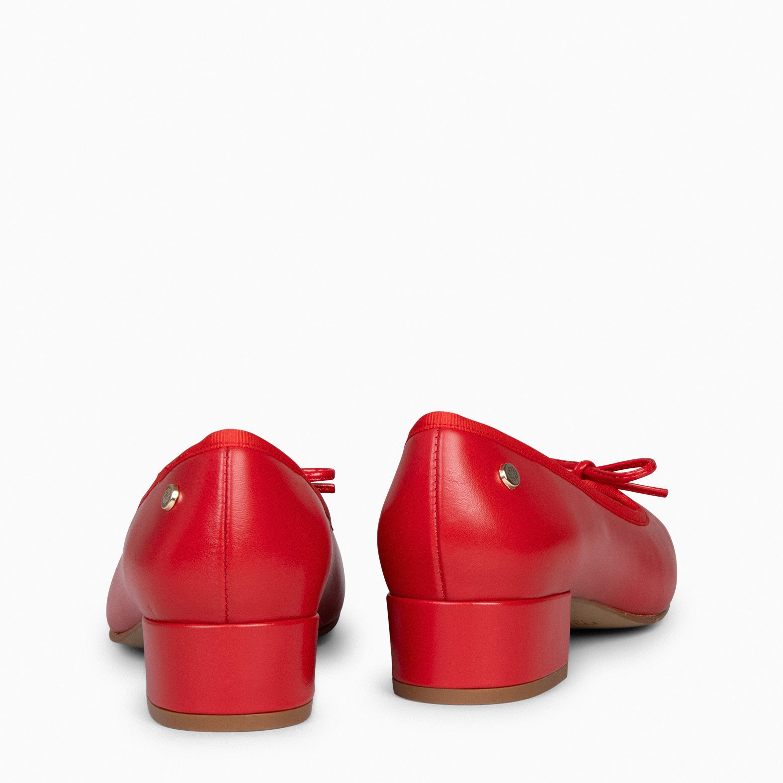 OPERA – Ballerines à talon en cuir ROUGE