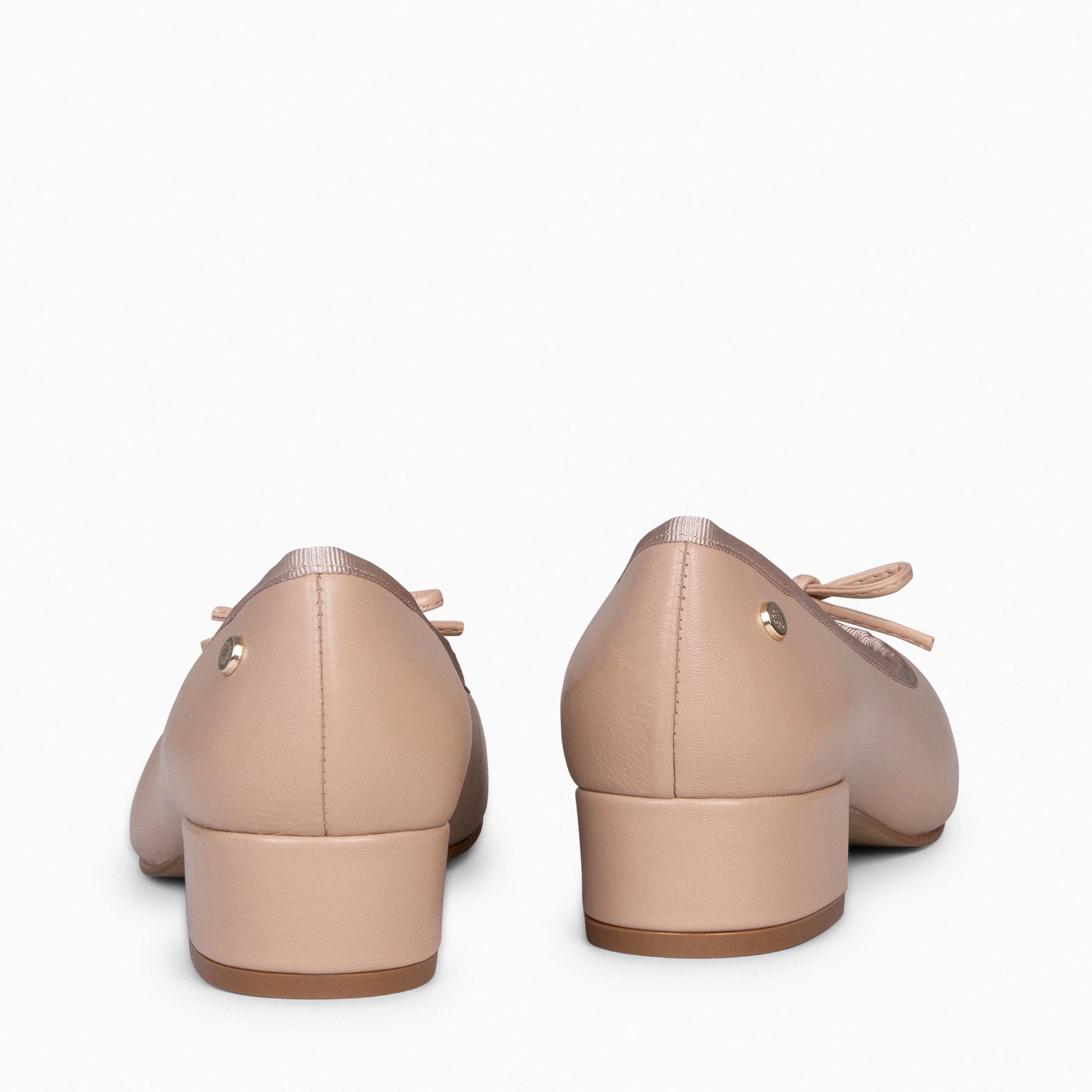 OPERA – Ballerines à talon en cuir NUDE