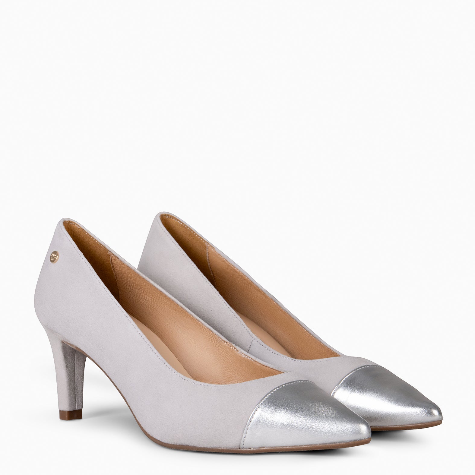 LILLY S - GREY TWO-TONE HEELED SHOES