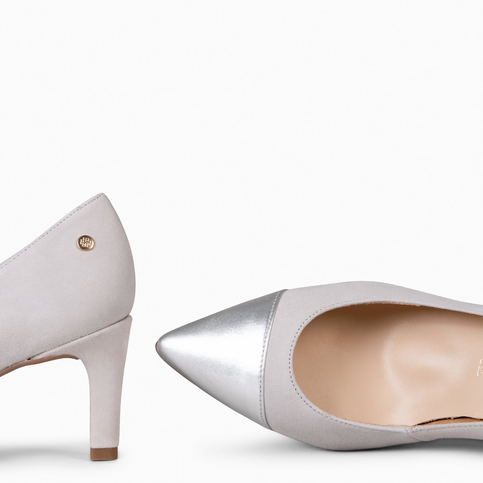 LILLY S - GREY TWO-TONE HEELED SHOES