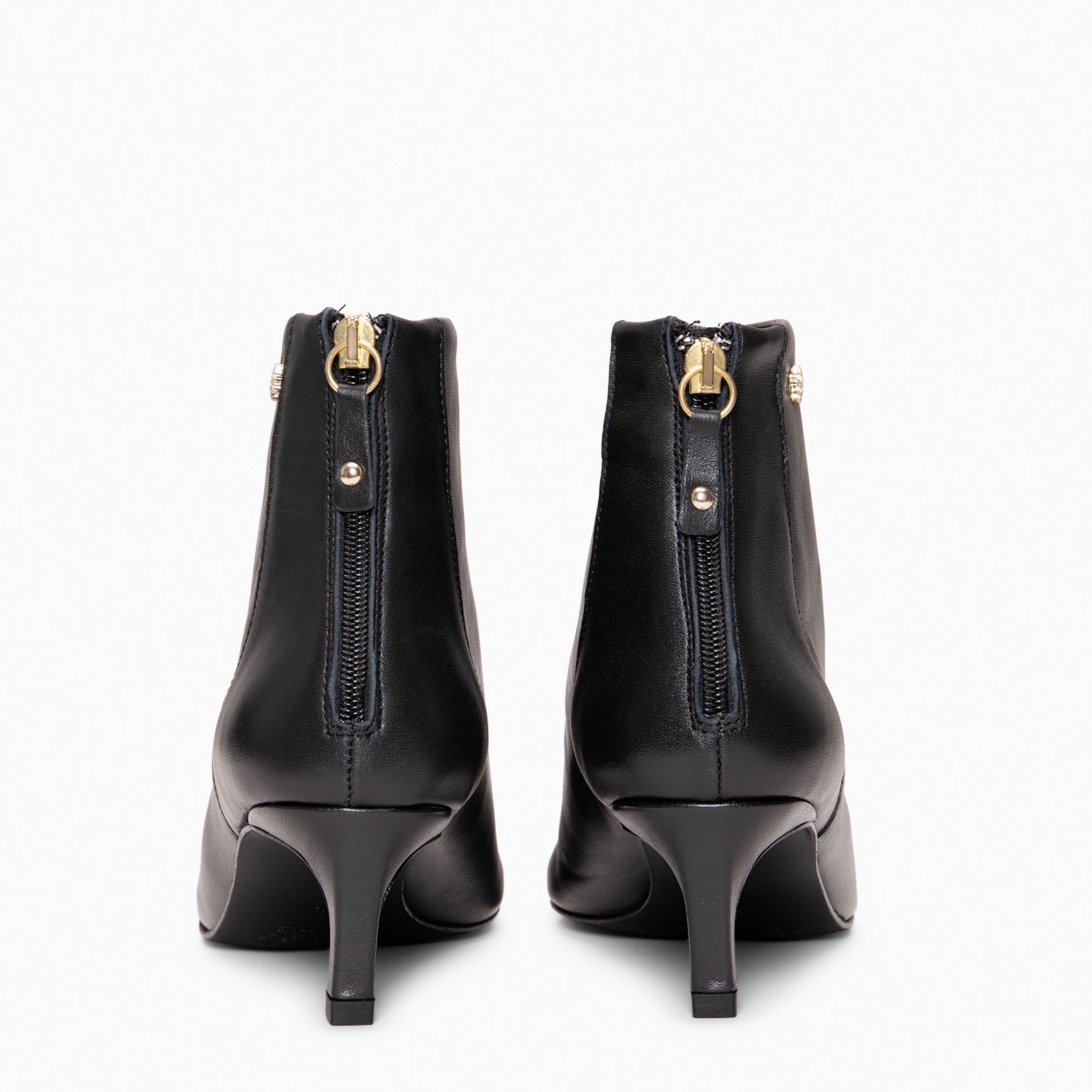 LUISA - BLACK leather kitten heel ankle boots with zip