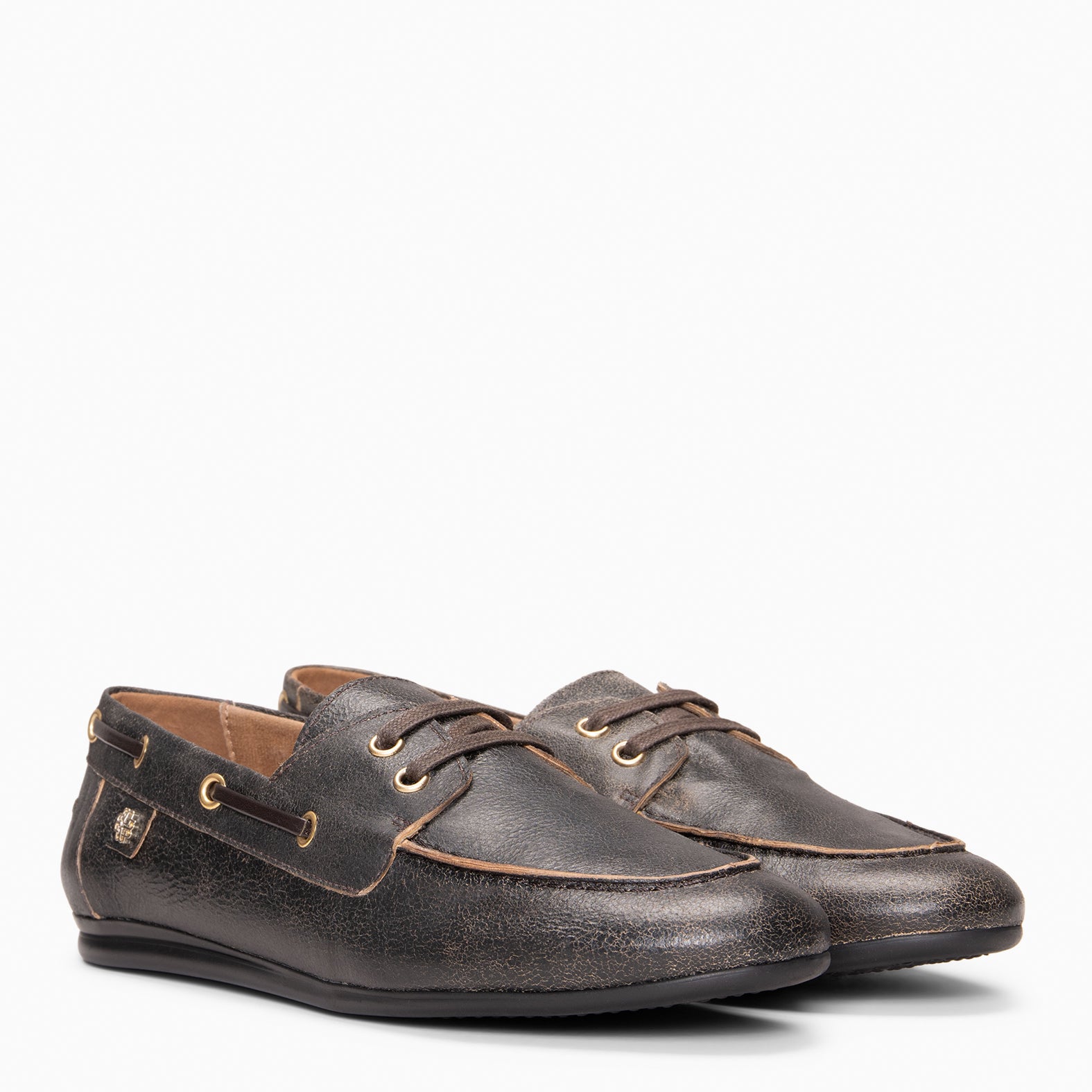 COLLINS - Náuticos de piel craquelada MARRON
