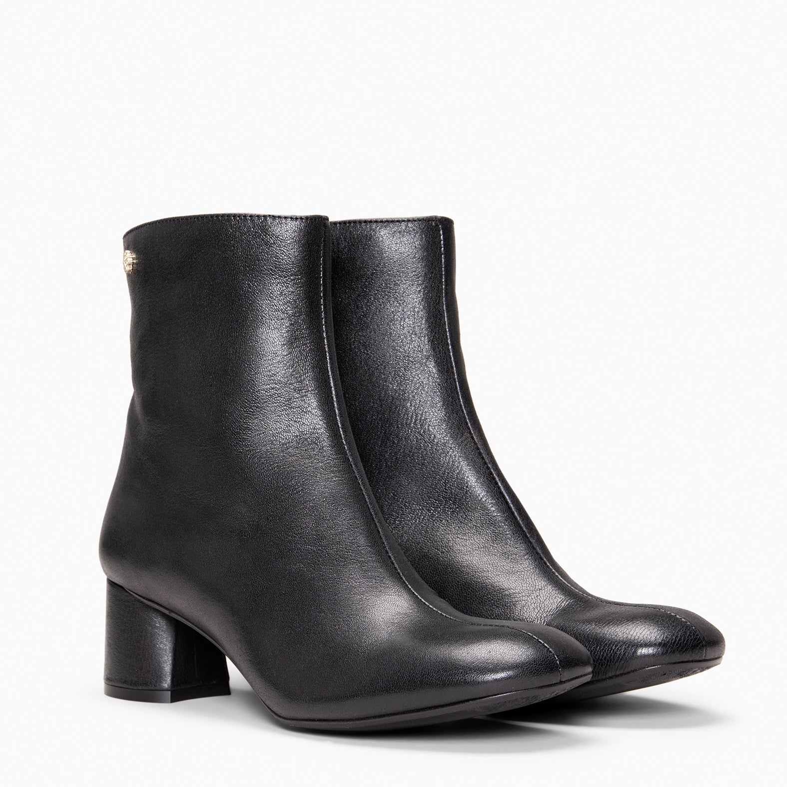 RUBI - Botines de tacón de piel NEGRO